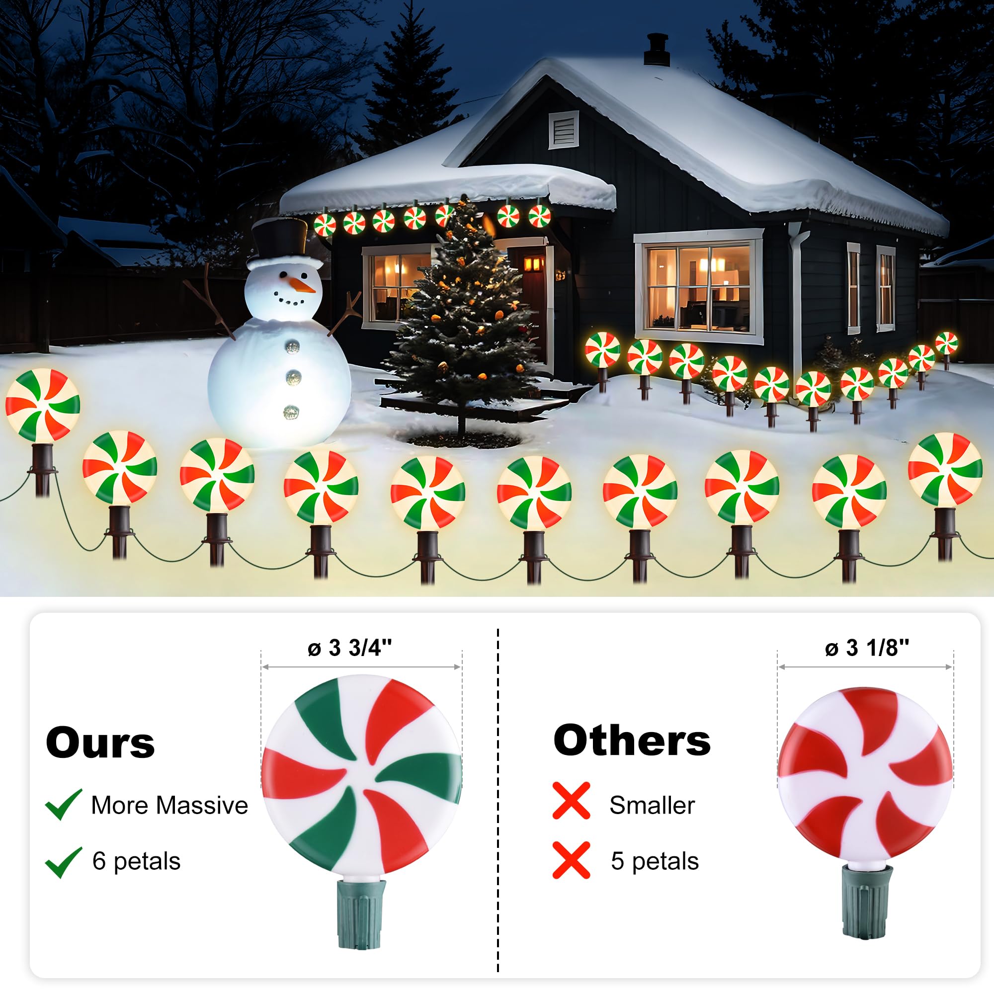 Ultimate Unicorn Christmas Lollipop Pathway Lights For Garden Christmas Decoration Red And Green, 10 Led Peppermint String Light