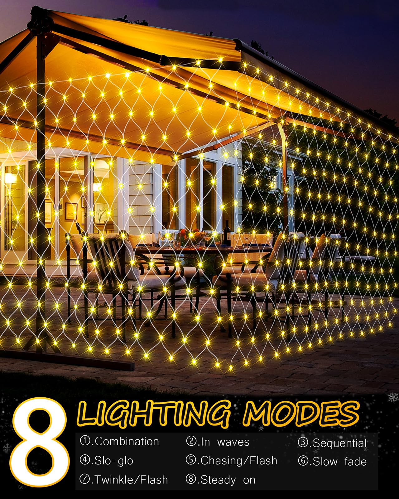 12Ft X 5Ft Christmas Net Lights, 360 Led Net Lights With 8 Modes, Connecable, Timer, Waterproof Christmas Lights Outdoor Bush Me