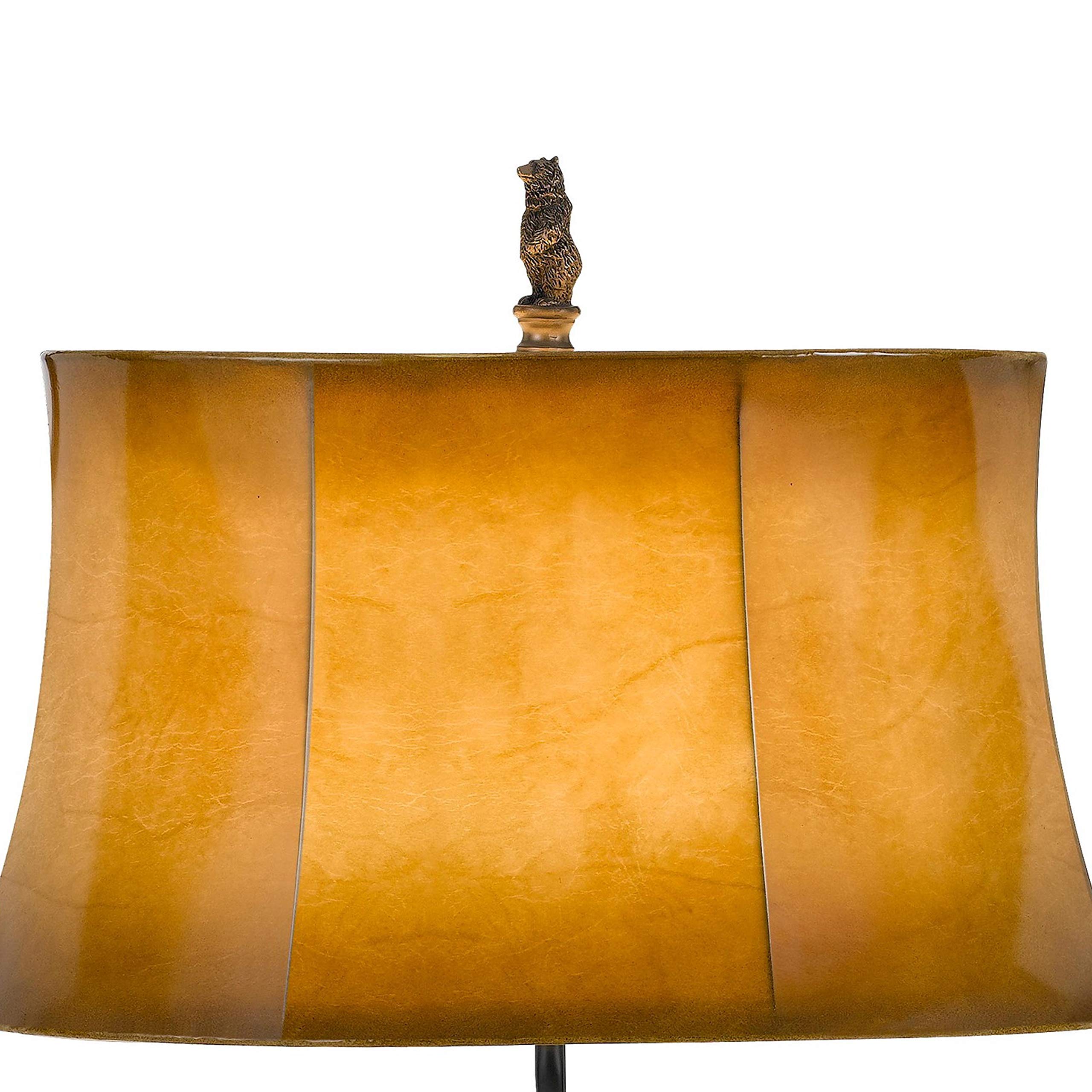 Benjara Bm226341 3 Way Resin Body Table Lamp With Forest & Bear Design Brown & Black