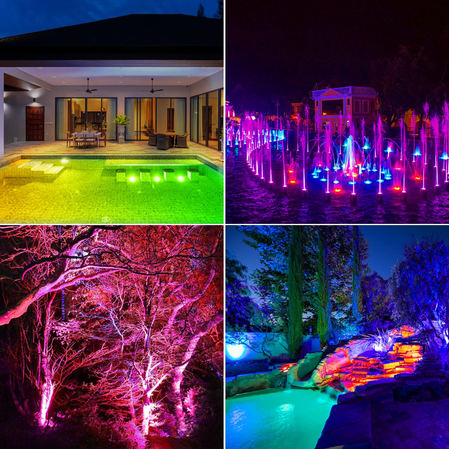 T-SUN Underwater Fountain Lights, RGB Color Changing, IP68 Waterproof, 5 Lights, Model TS-F2220-BT