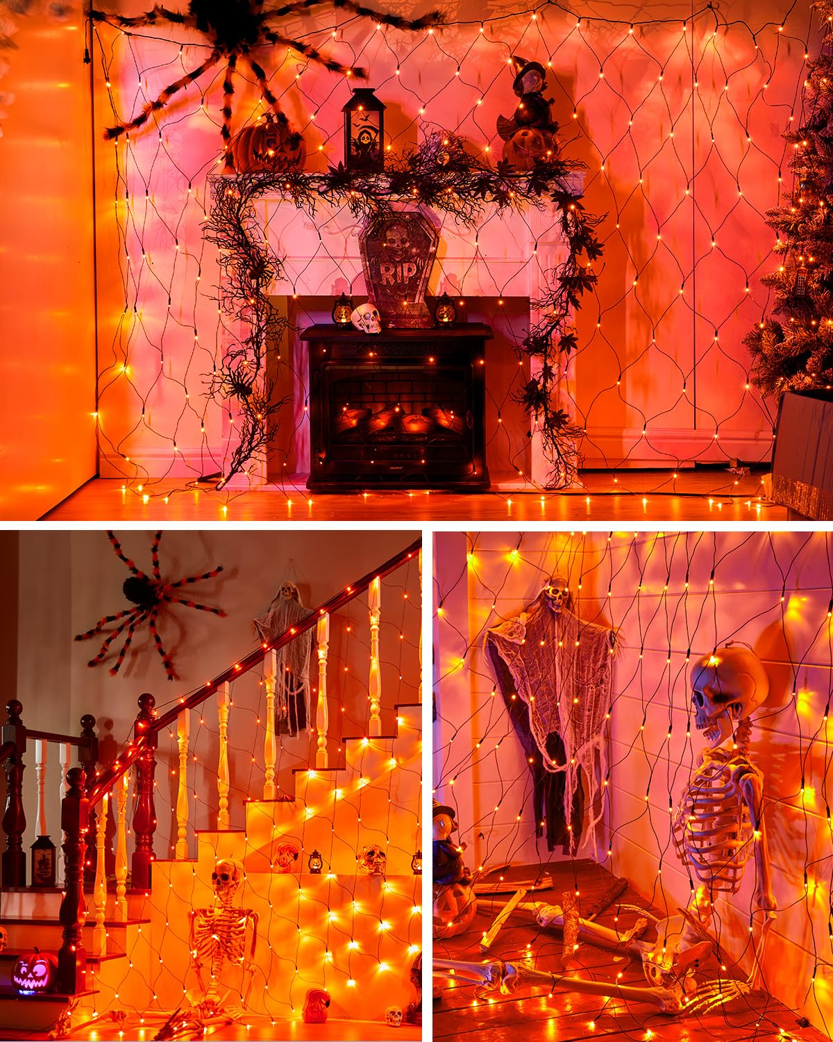 Brightown Christmas String Lights - 200 LED Mesh Lights, 10FT, Outdoor Decor, Orange, Model GP-SW290DC0209-IP44