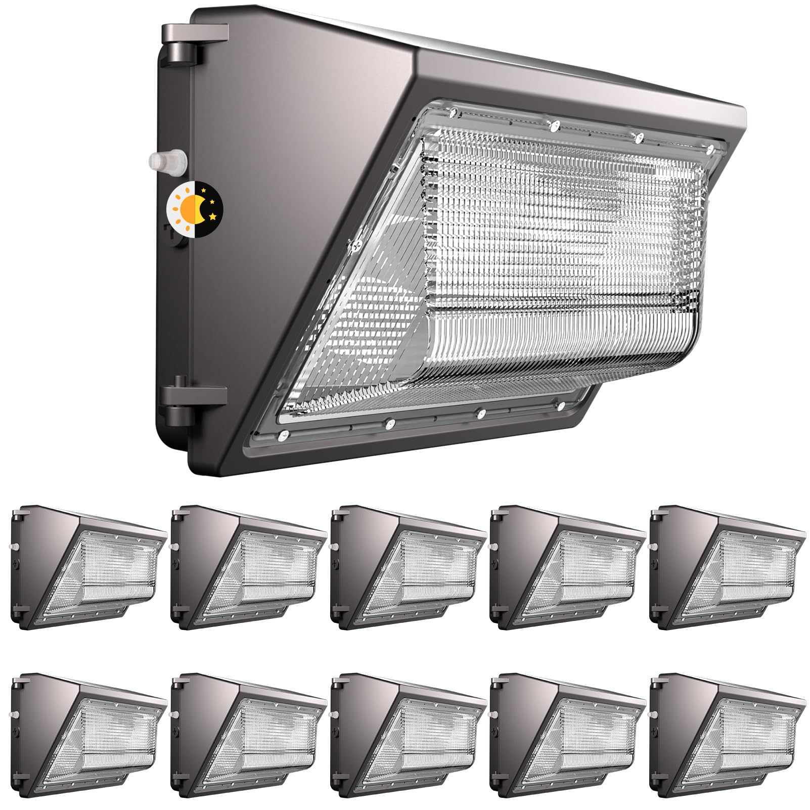 Lightdot 10Pack 150W LED Wall Pack Lights, 100-277v Dusk to Dawn Photocell | 22500Lm(150Lm/W) 5000K IP65 Outdoor Flood Lighting 