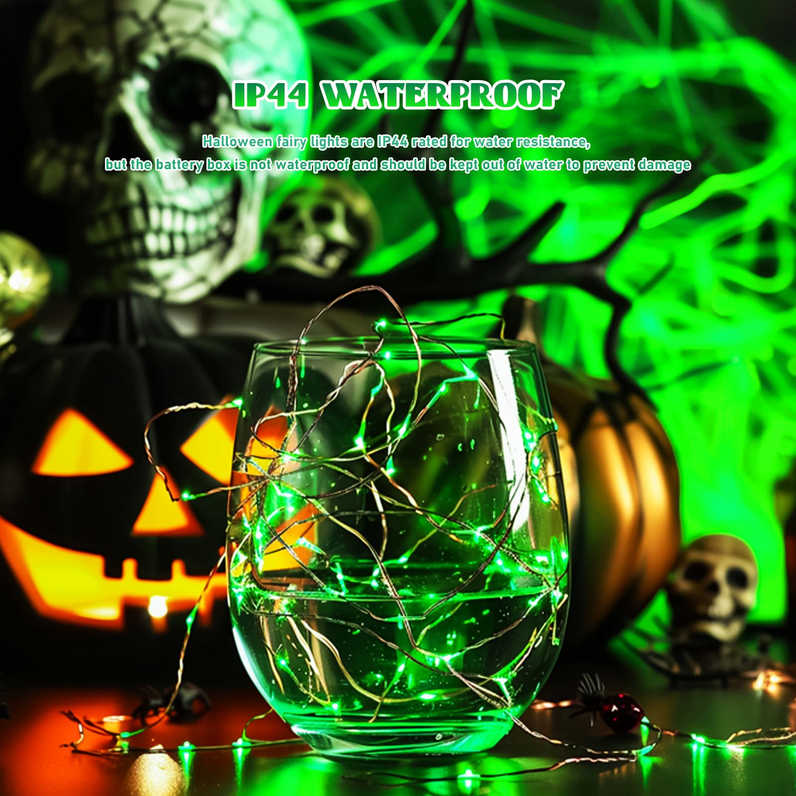 JMEXSUSS 8 Pack 50 LED Green Fairy Lights - Battery Operated Twinkle Lights for Christmas Tree, Party, Garden, Patio Decorations