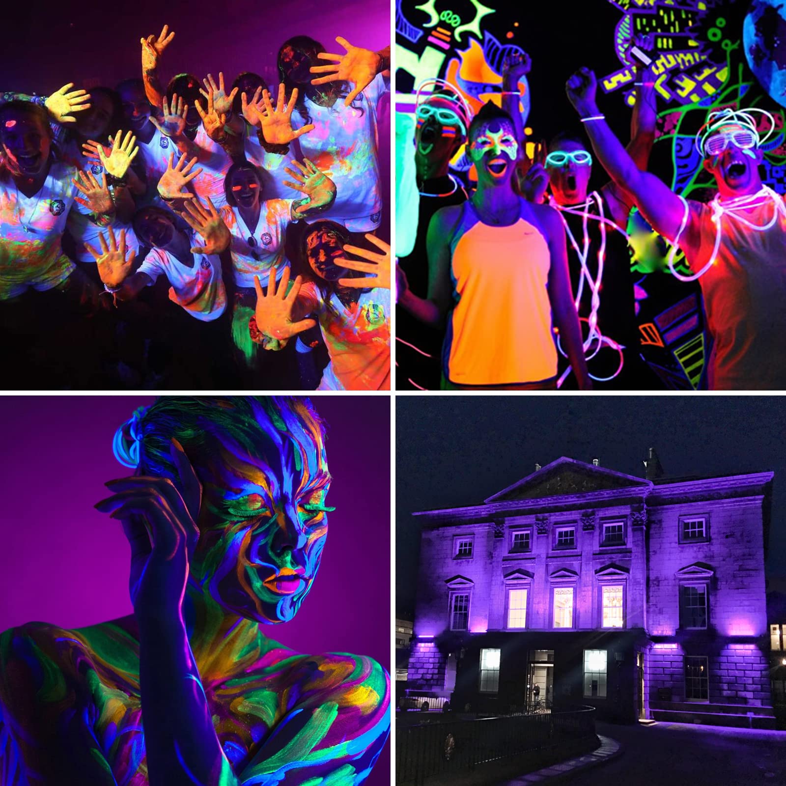 2 Pack 150W Led Blacklight, Meekbos Uv Black Lights For Glow Party, Ip65 Waterproof Outdoor Uv Floodlight For Black Light Party,Body Painting,Fluorescent Painting,Birthday Parties,Neon Party,Halloween