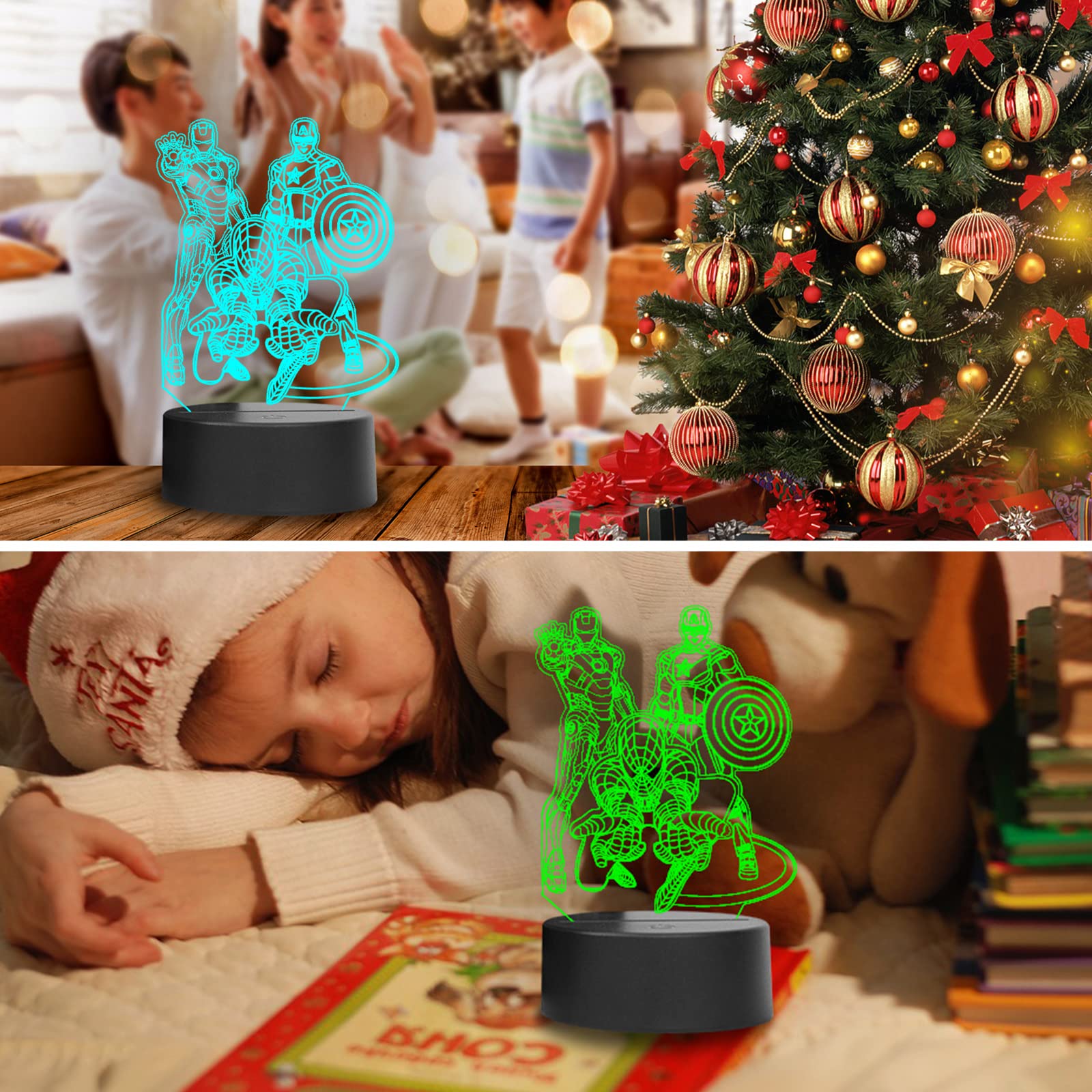 Wandaiyong 3D Illusion Led Night Light,Visual Creative 7 Colors Gradual Changing Touch Switch Usb Table Lamp For Holiday Gifts O
