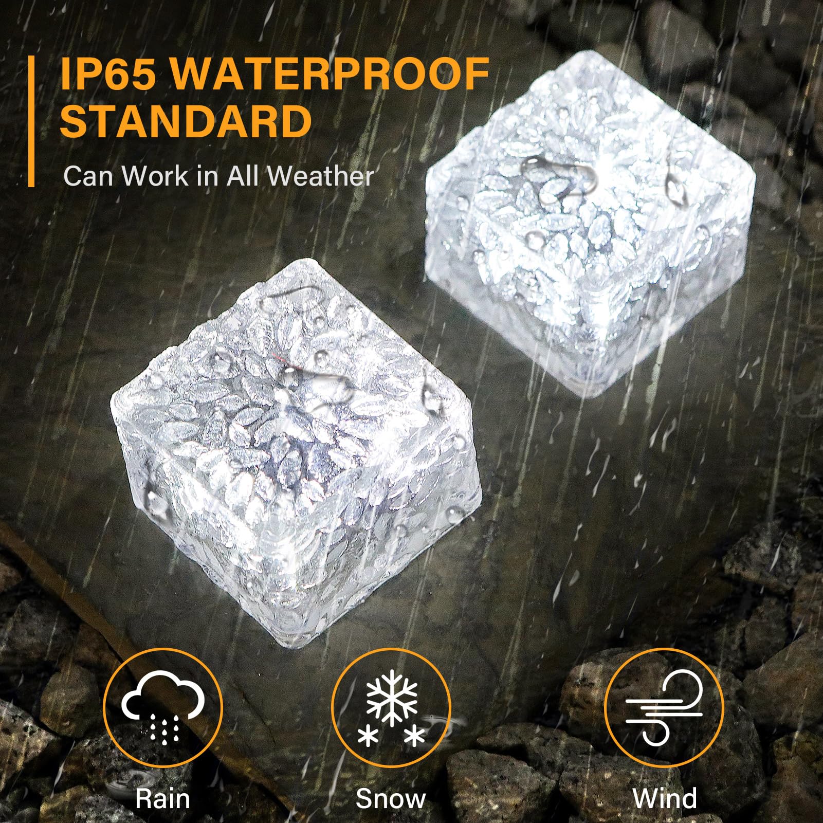 JKIMK Solar Brick Lights - 6 Pack Outdoor Waterproof Garden Decor - White, Model XBZ-333