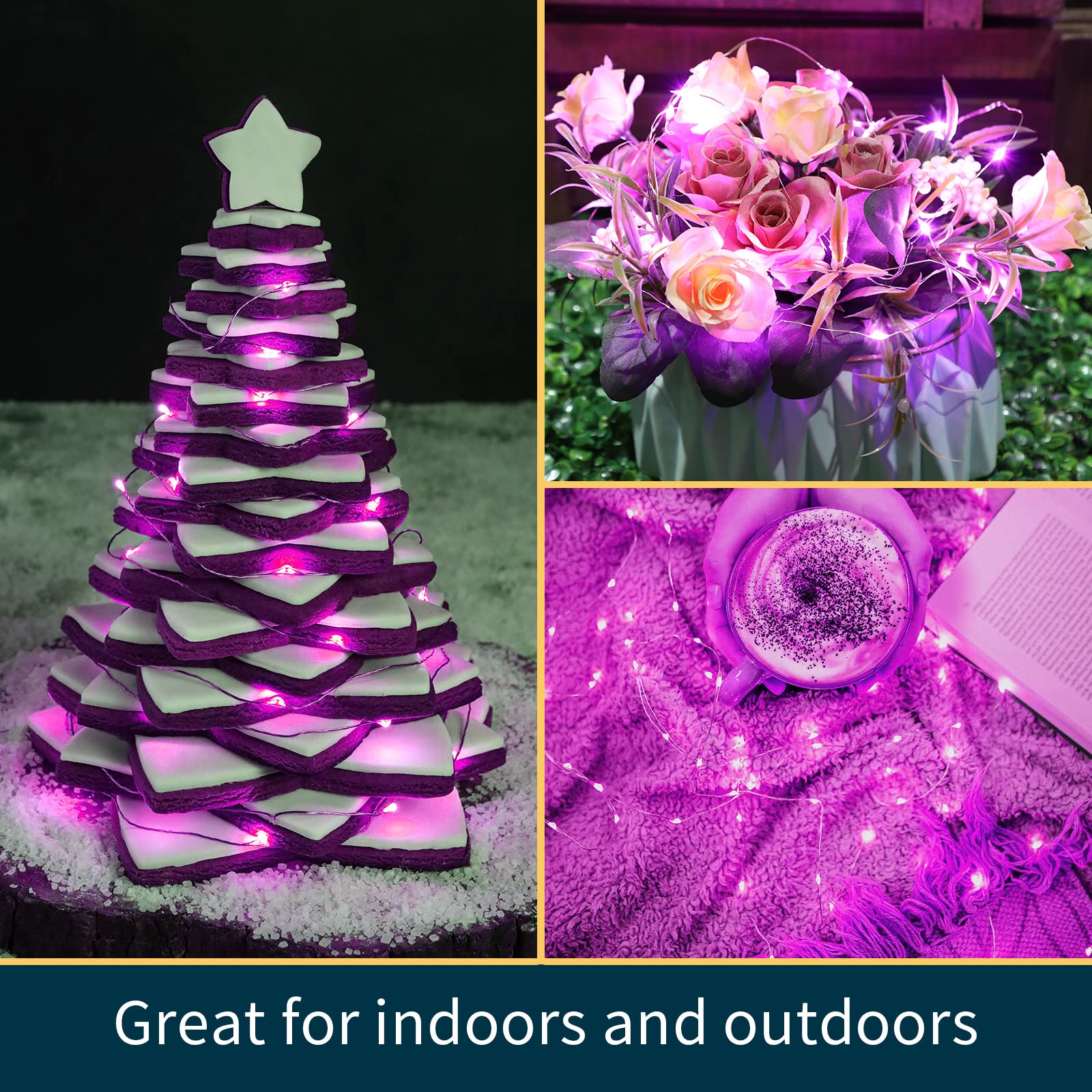 Lamphome 20 Pack Fairy Lights Battery Operated String Lights, 20 Led On 6.6Ft Silvery Copper Wire, Firefly Fairy String Lights For Wedding Party Mason Jar Christmas Decorations Bedroom Decor(Pink)