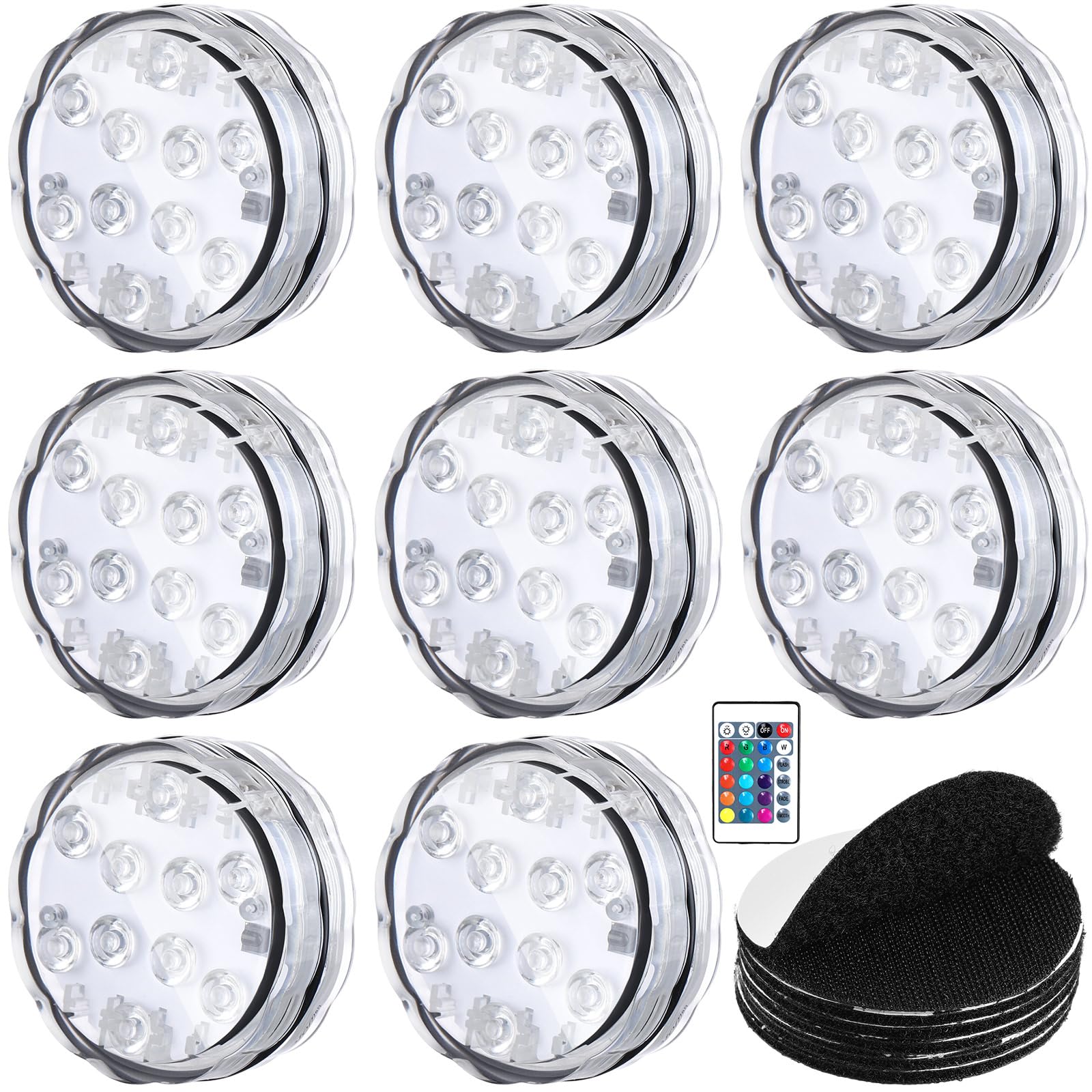 Retisee 12 Sets Boat Marine Waterproof LED Lights Battery Operated Punk Submersible Boat Interior Lights with Remote for Deck Fi