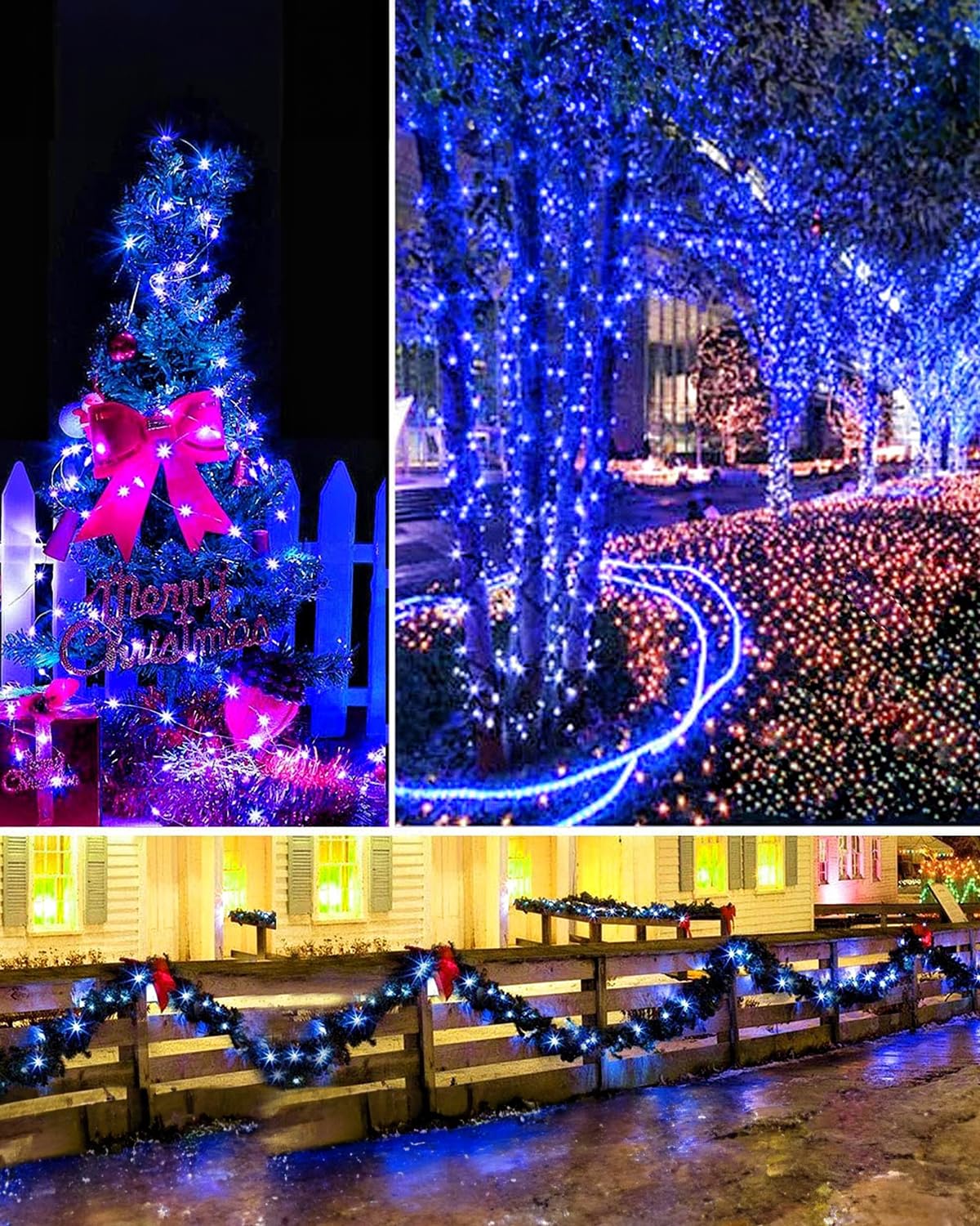 Twinkle Star 2 Pack Outdoor Solar String Lights, 39.4 Ft 120 Led Solar Powered Xmas Halloween Decorative Fairy Lights With 8 Mod