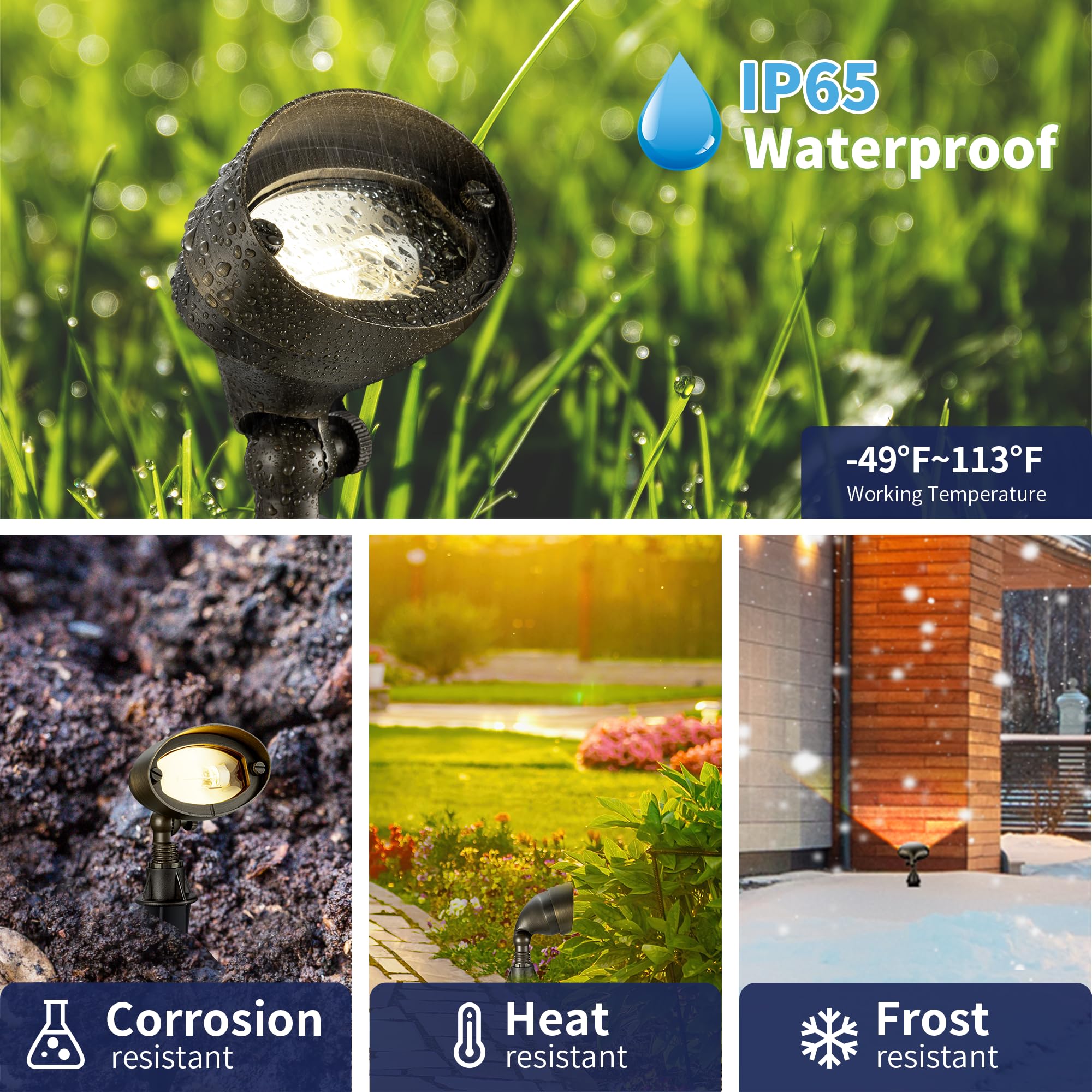 Gardenreet Brass Wall Wash Light - Led Outdoor Low Voltage Flood Lights, Landscape 12V Hardwired Ip65 Waterproof, Angle Adjustab