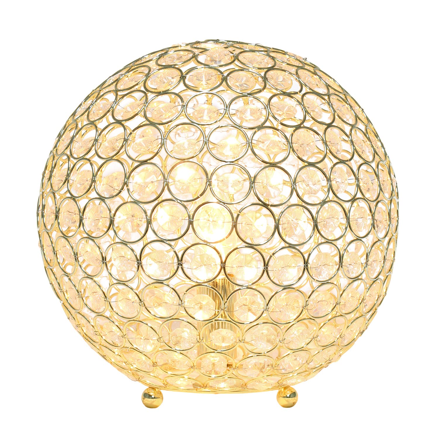 LALIA HOME Elipse Table Lamp, 10in Crystal, Gold, Model LHT-3013, for Living Room, Bedroom, Office, Home Décor