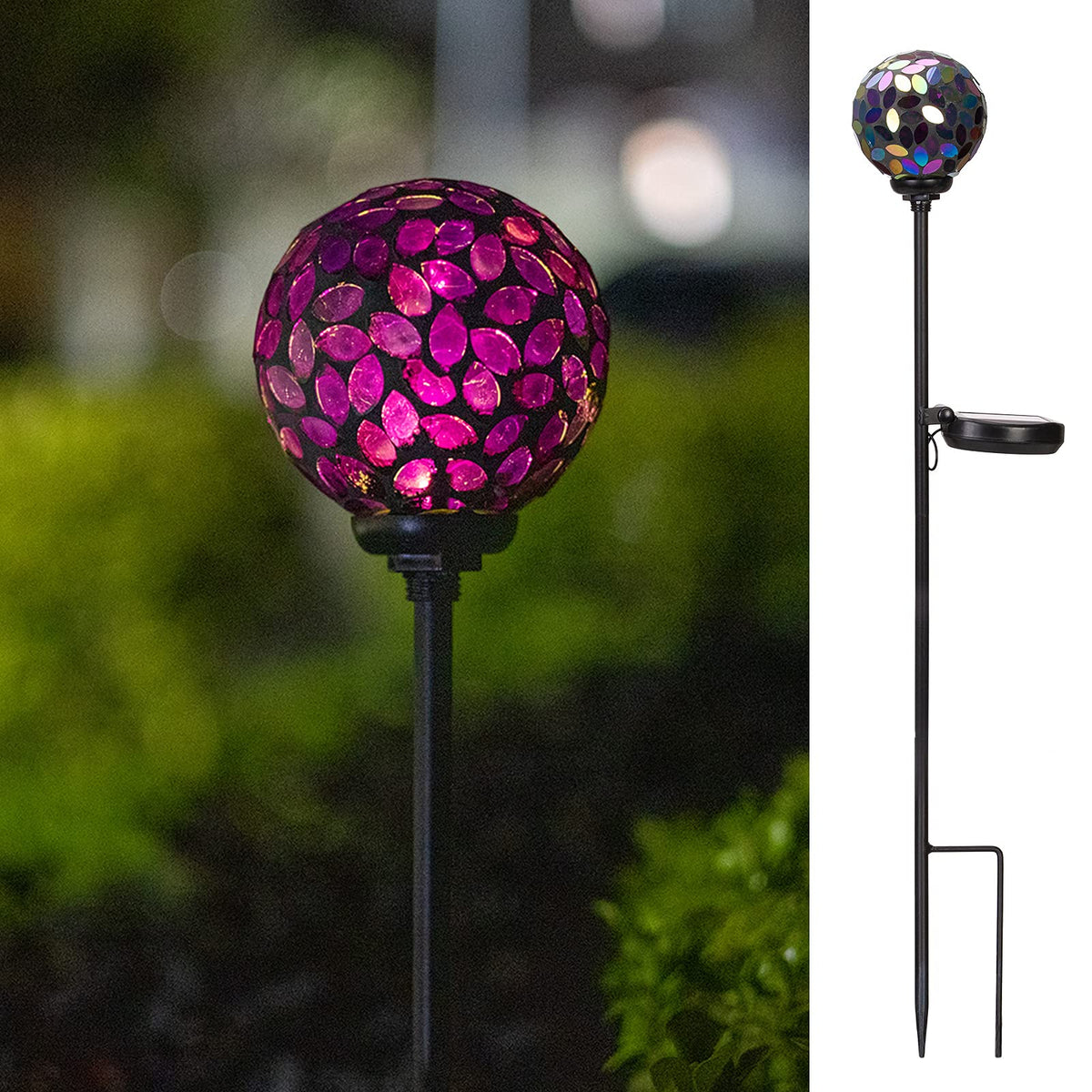 Vcuteka Mosaic Solar Lights - Waterproof Led Garden Stake Light For Lawn & Patio Decoration, Purple