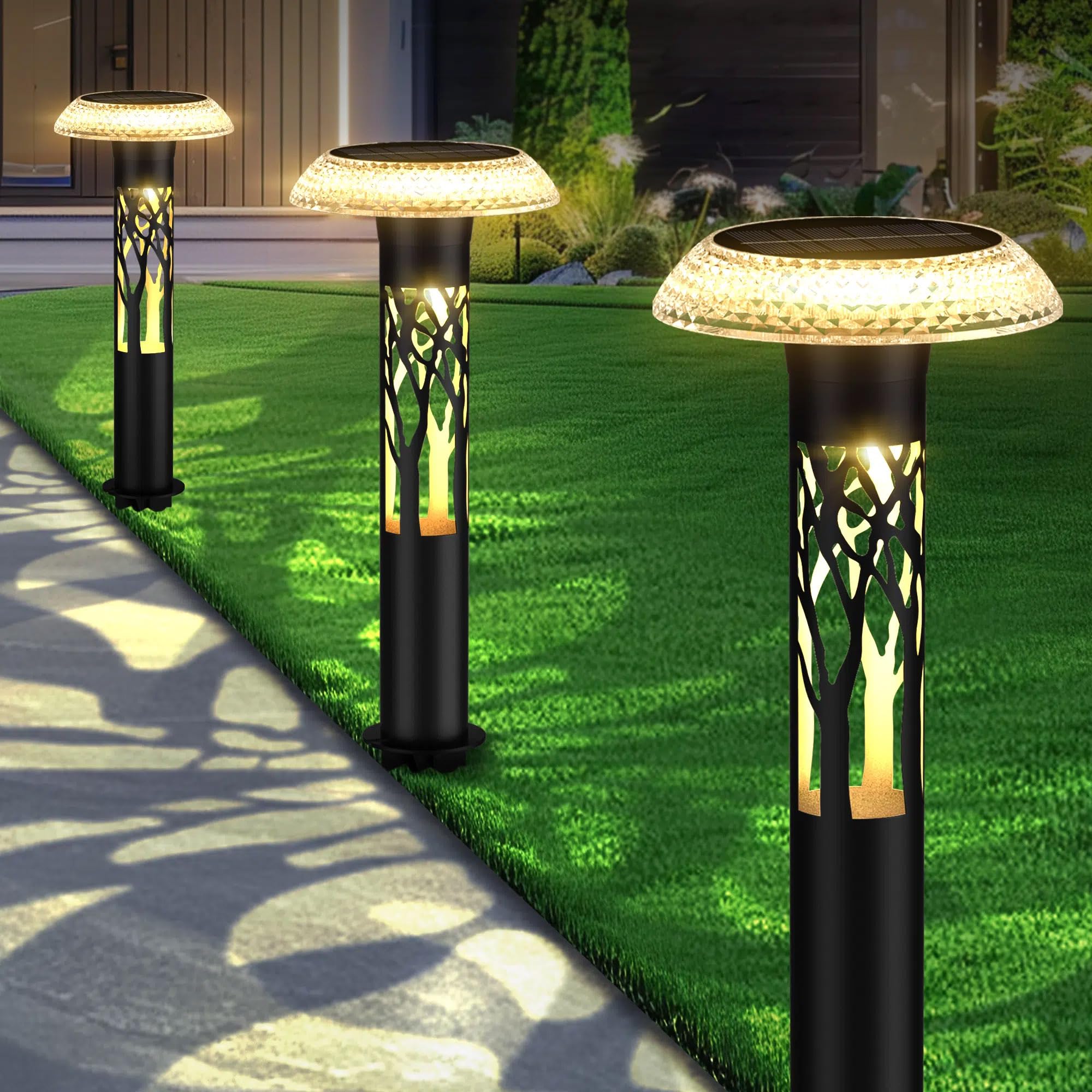 Eyrosa Large Solar Pathway Lights 6 Pack, Solar Lights Outdoor Landscape Lighting for Outside Path Walkway Driveway Sidewalk Patio Lawn Yard Garden Decor