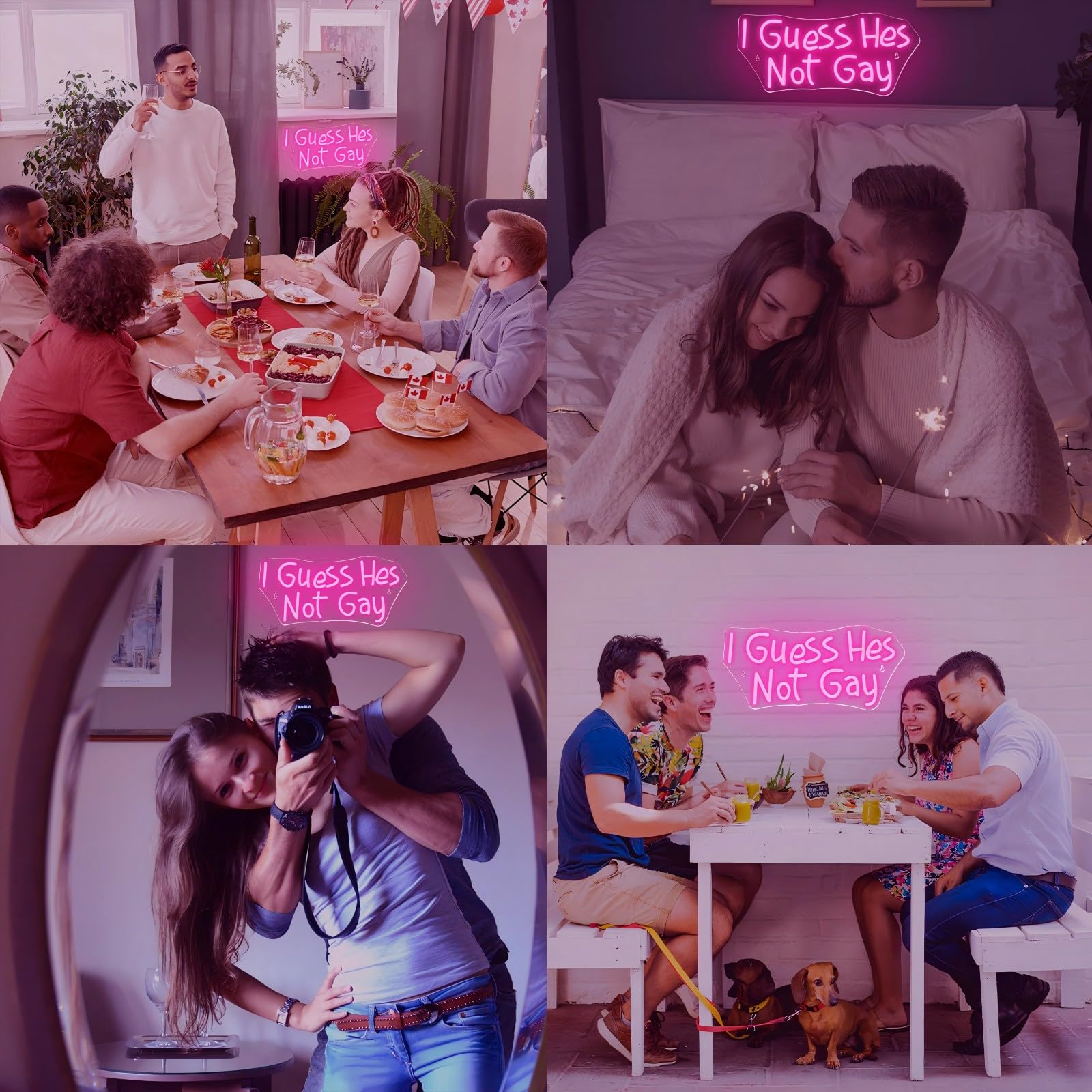 Ineonlife I Guess Hes Not Gay Neon Sign Pink Letter Neon Light Bar Neon Signs For Wall Decor Light Up Sign For Club Party Bedroom Living Room Man Cave Decoration Gifts