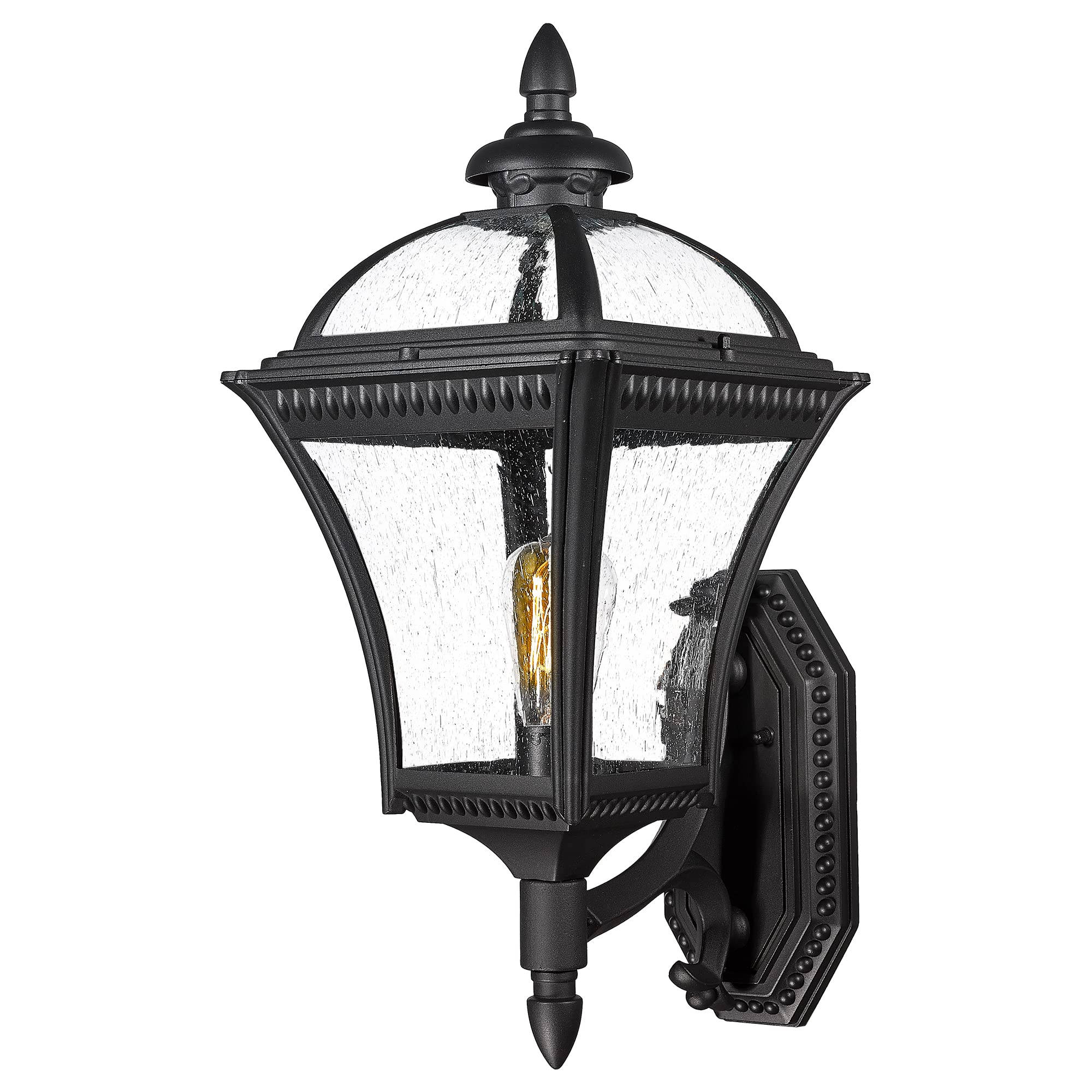 Emliviar 23 Inch Modern Exterior Light Fixture, Large Vintage Outdoor Porch Light for House, Die-Cast Aluminum with Seeded Glass
