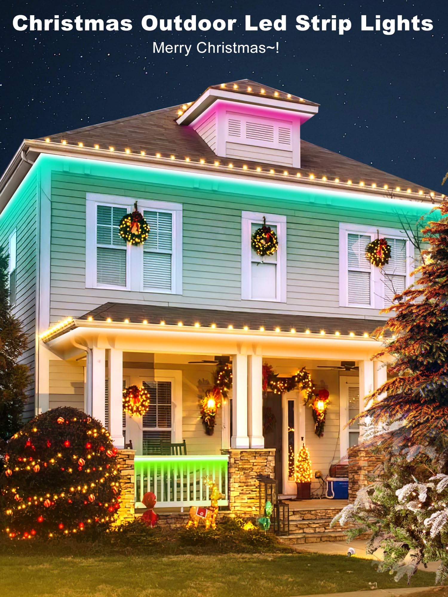 Ledagic Outdoor Led Strip Lights Waterproof 400Ft, Ip68 Outside Led Light Strip Waterproof With Remote And App Control, Exterior