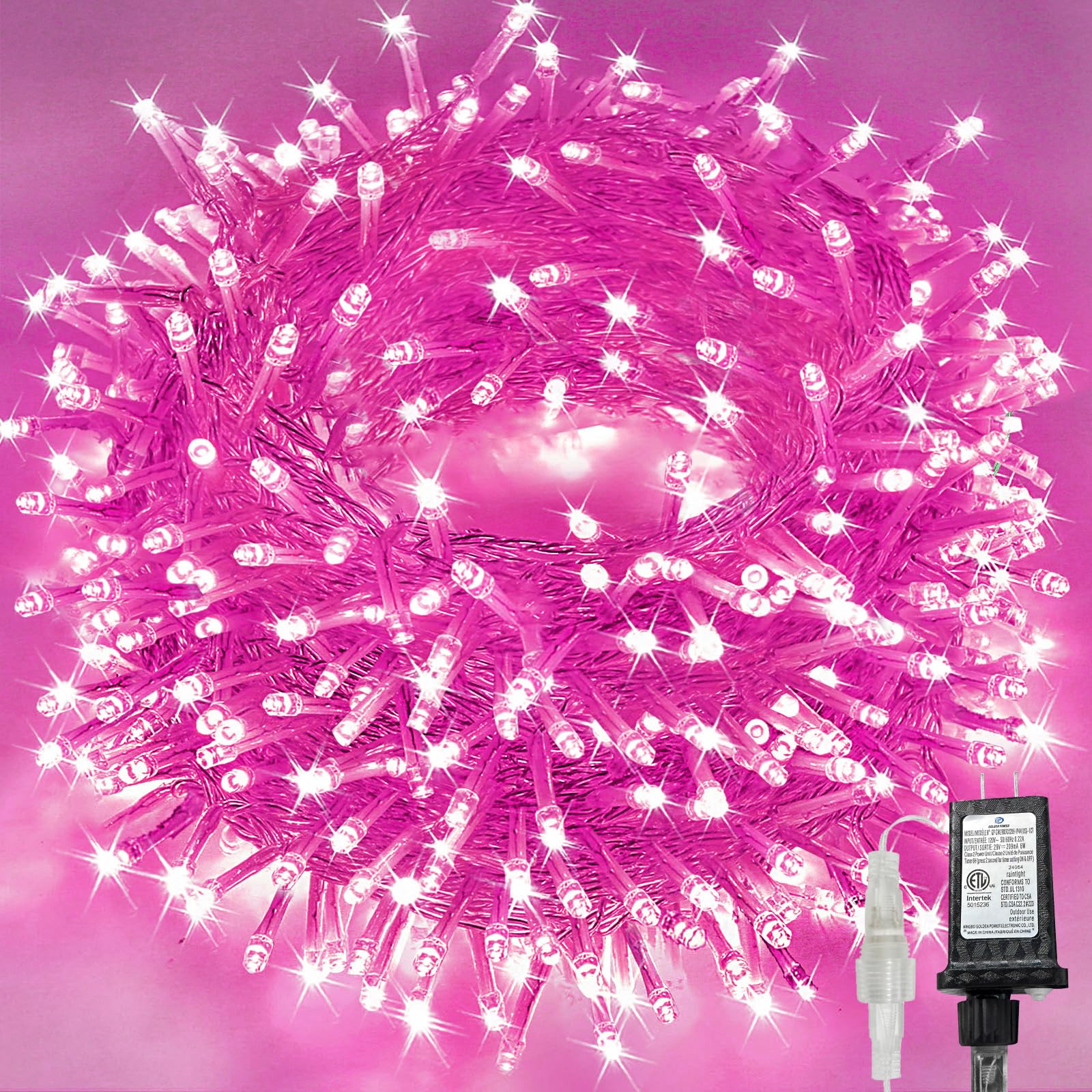 KAQ 240LED Pink String Lights, Waterproof Twinkle Fairy Lights with 8 Modes & Timer for Indoor/Outdoor Use, Model GP-SW290DC0209-IP44