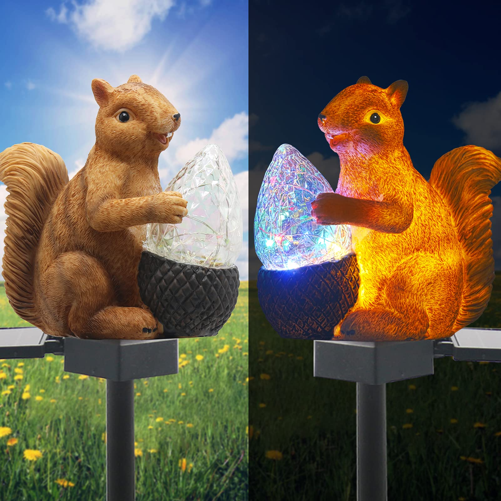 Vgyvgycc Upgraded Solar Garden Lights, Outdoor Decor - Solar Squirrel Stake Lights, Colorful Led, Ip65 Waterproof, For Yard, Pat