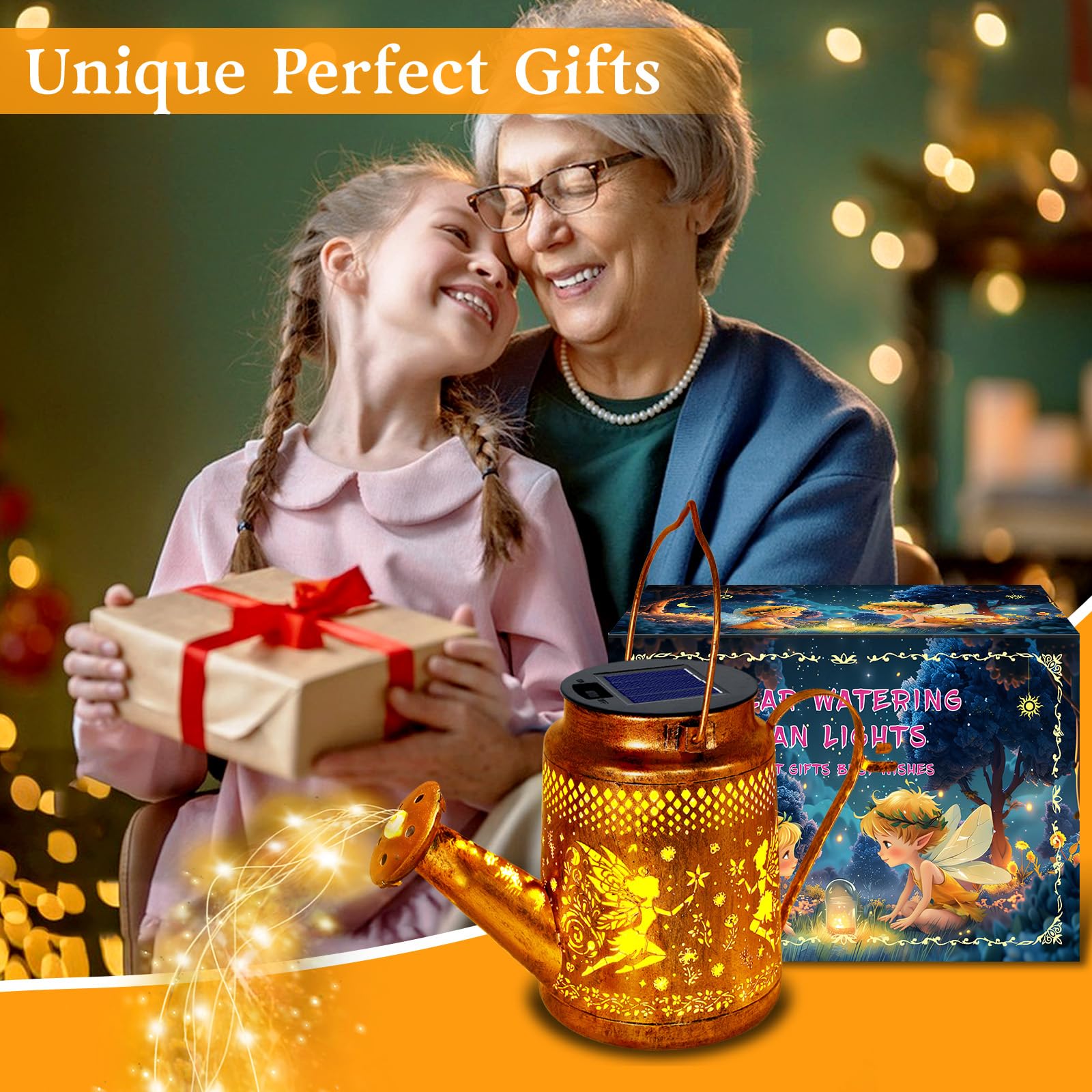 Solar Lanterns Outdoor Waterproof,Metal Watering Can Garden Decor,Fairy Hanging Solar Path Lights Yard Art,Outside Patio Decorat