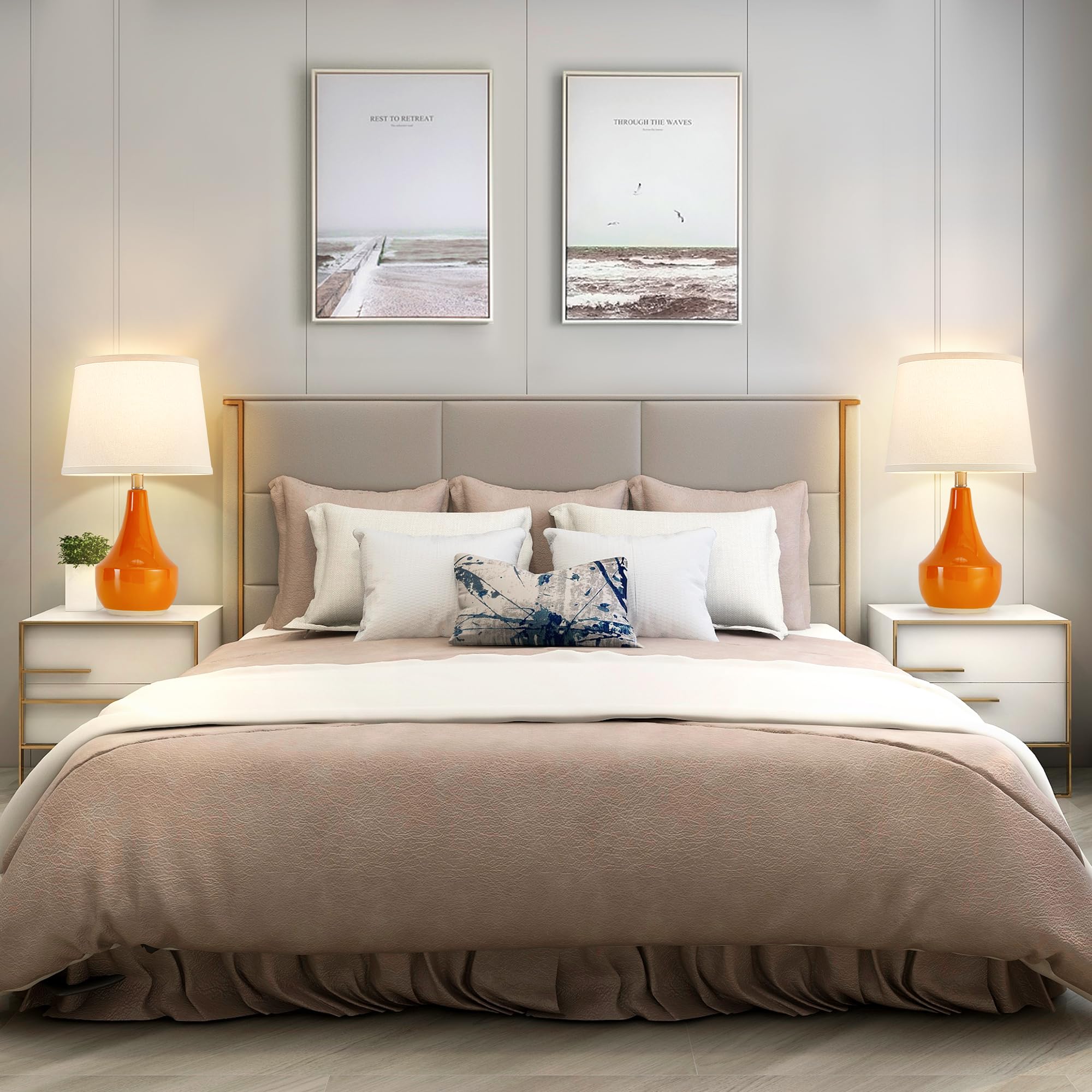 Gyrovu Table Lamp Set Of 2, Ceramic Table Lamp Classic Beside Lamps Nightstand Lamp Modern Table Lamp For Living Room, Bedroom &