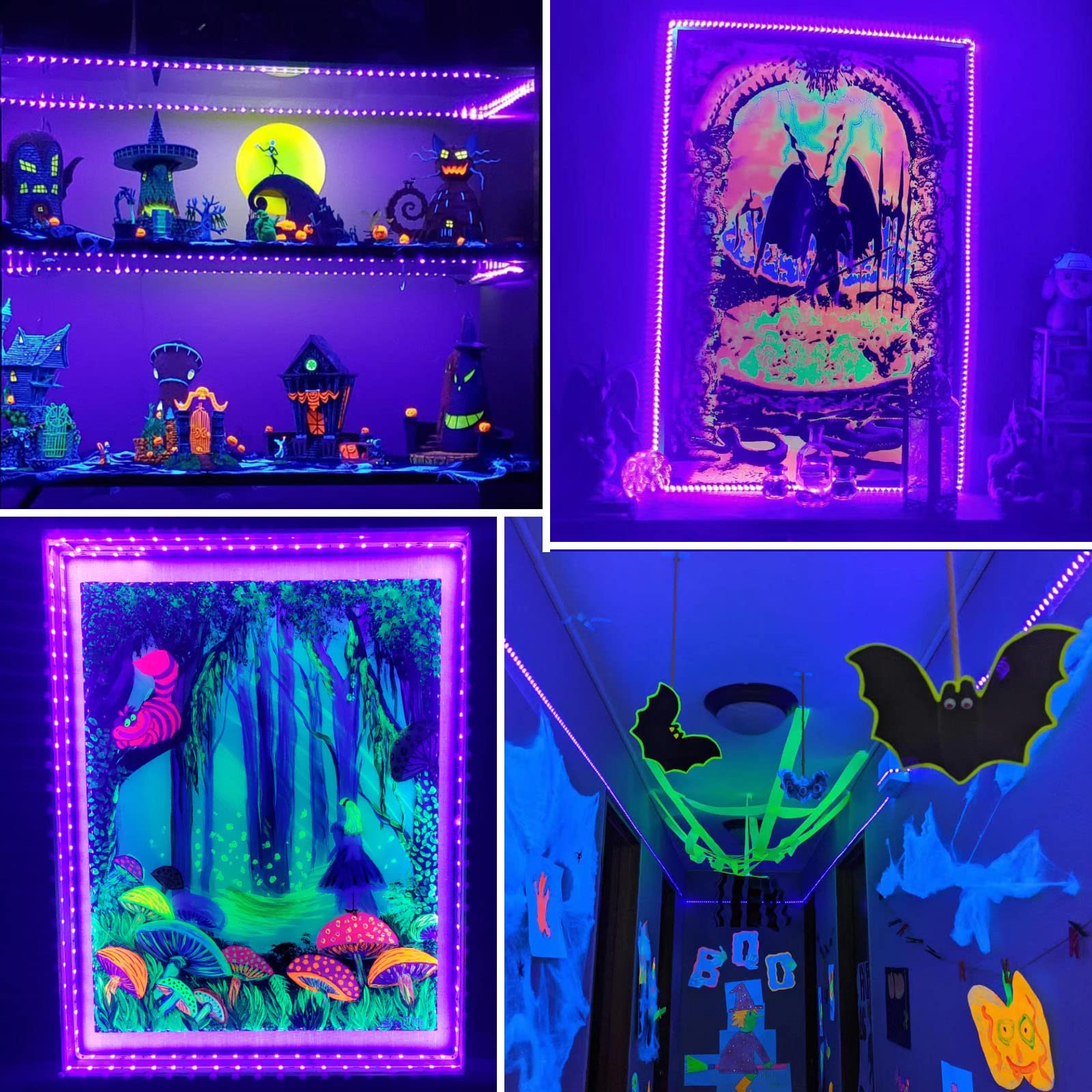 Marreal Battery Operated Led Black Lights, 6.6Ft 120 Led Black Light Strips, Battery Uv Led Strip For Glow Party, Halloween, Glass, Poster, Painting, Battery Not Included.