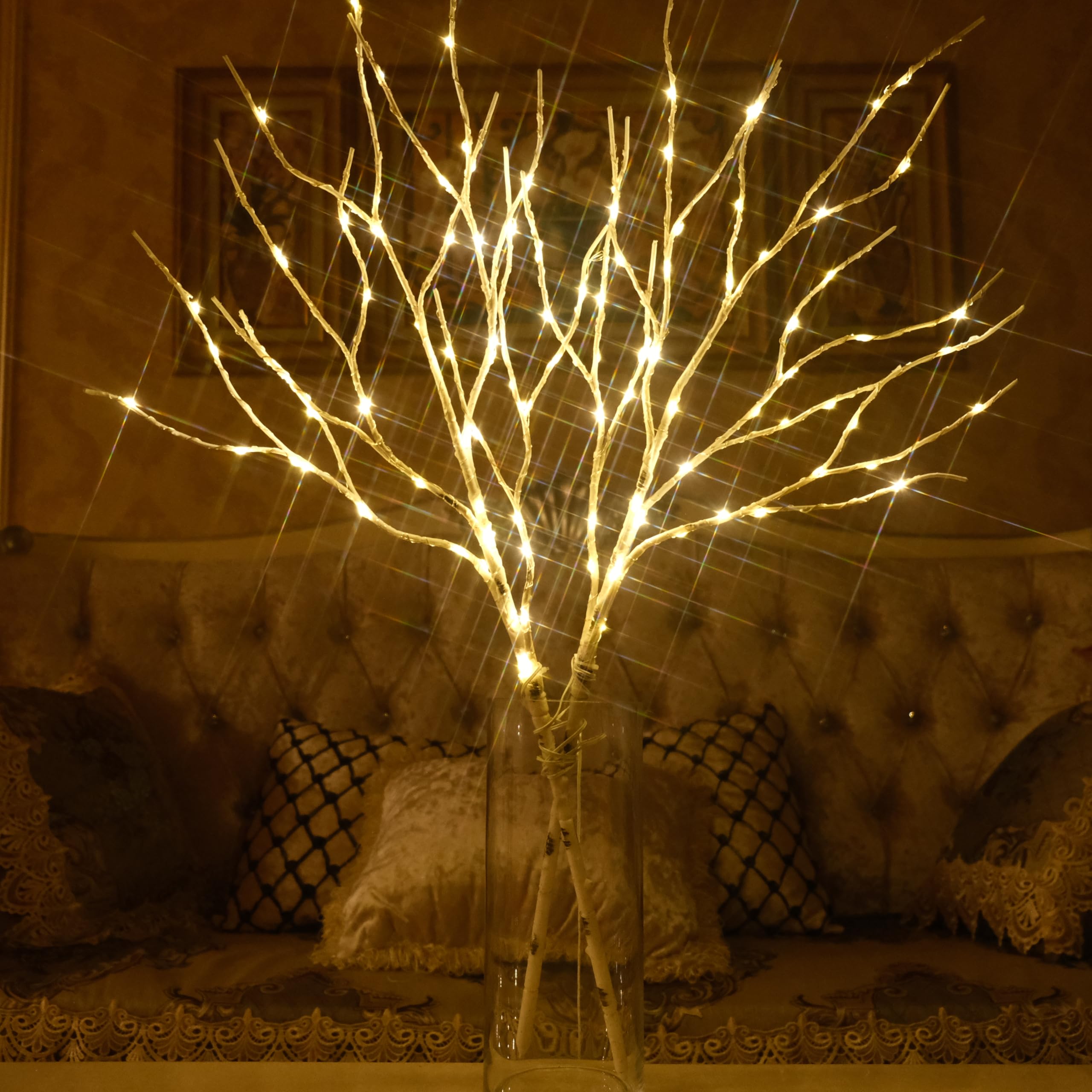 nicedepot Lighted Branches for Vases 33IN 100 LED Prelit Branches with Timer Battery Operated Artificial Branches with Lights fo