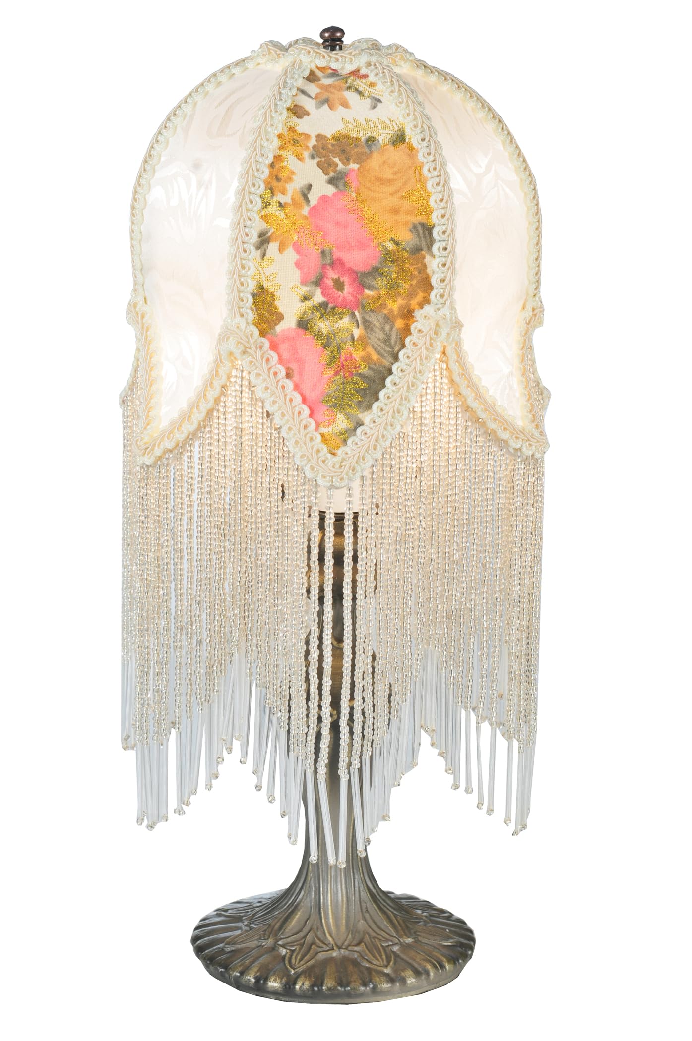 Meyda Tiffany-1534;H Fabric & Fringe Victorian Tulip Accent Lamp-109198