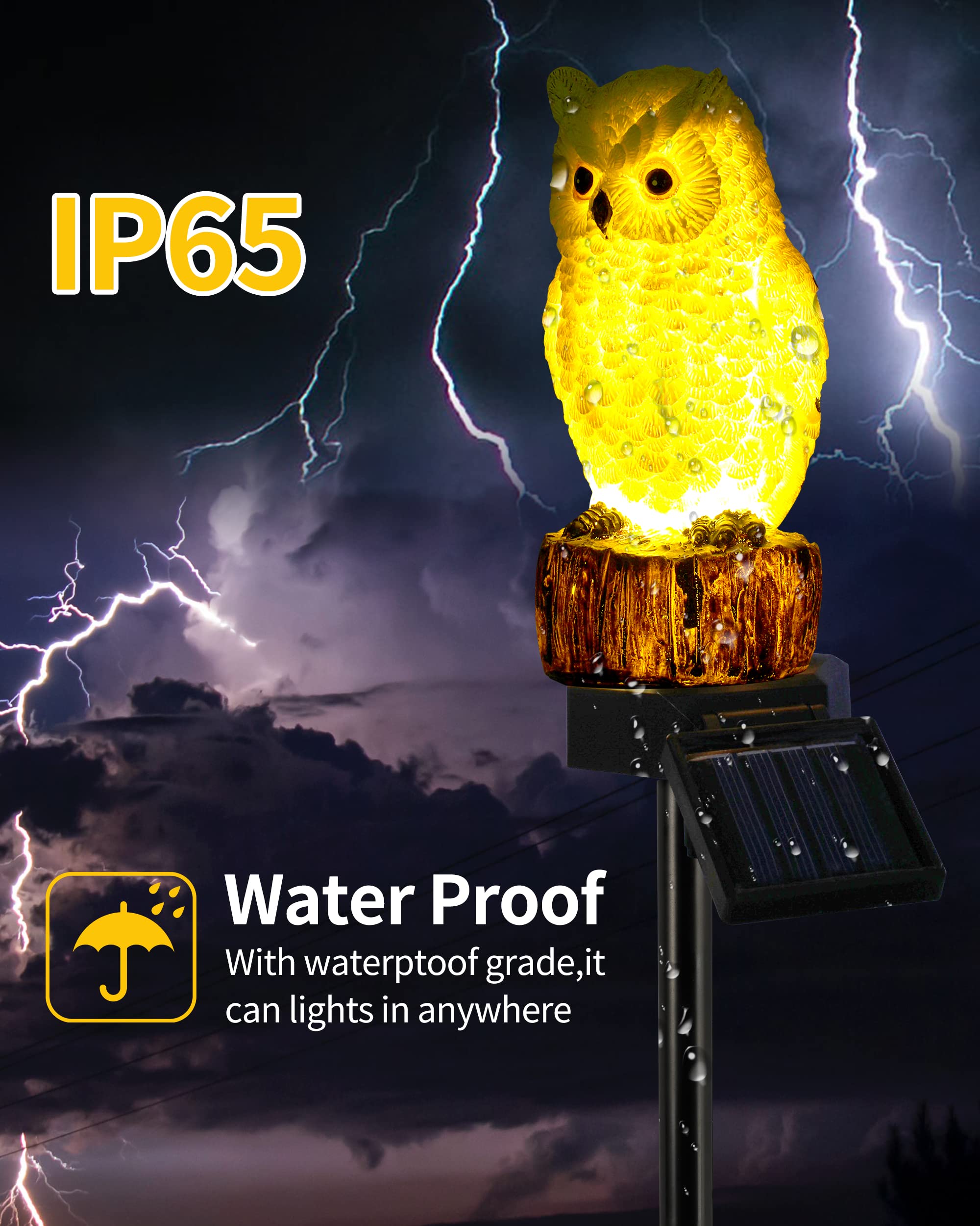 Istatue Owl Solar Decorative Garden Stake Lighting, Waterproof Cute Animal Outdoor Figurine Lights Ornament Statue Decor For Pathway, Patio, Lawn Housewarming (Owl)