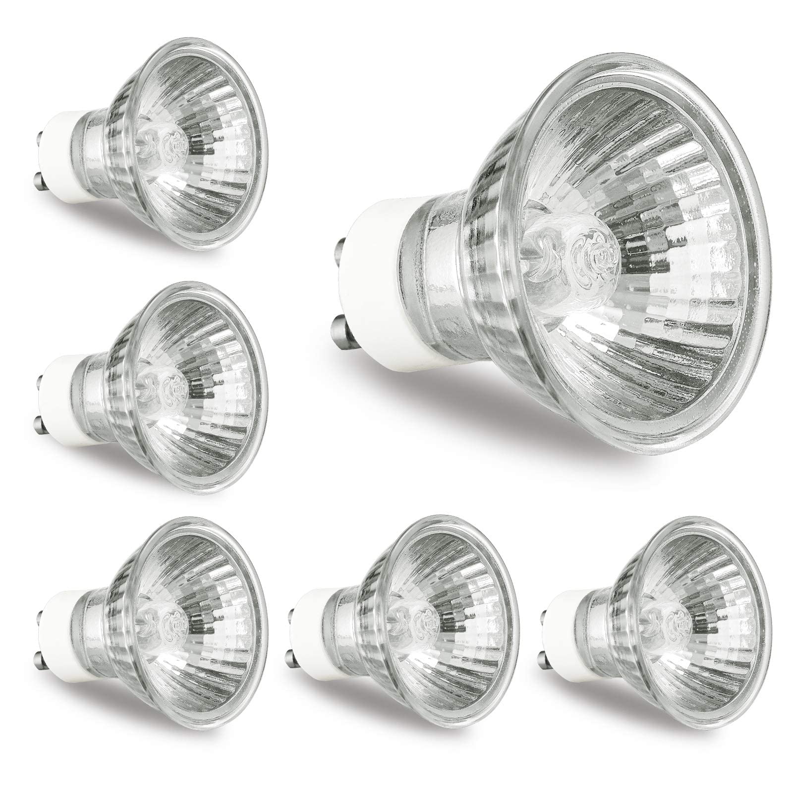 GODONLIF GU10 Halogen Bulb 120V 50W Halogen Light Bulbs for Candle Warmer Lamp  GU10+C  MR16 with Glass Cover  2700K Warm White  Dimmable  Pack of 6