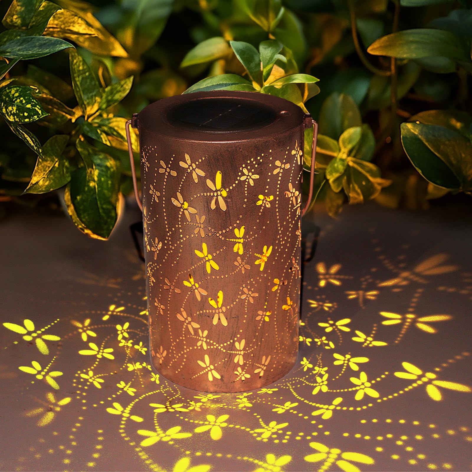 GPP Dragonfly Gift Solar Lanterns Outdoor Waterproof Solar Lights Metal Outdoor Decor for Yard Patio Backyard Porch Christmas Bi