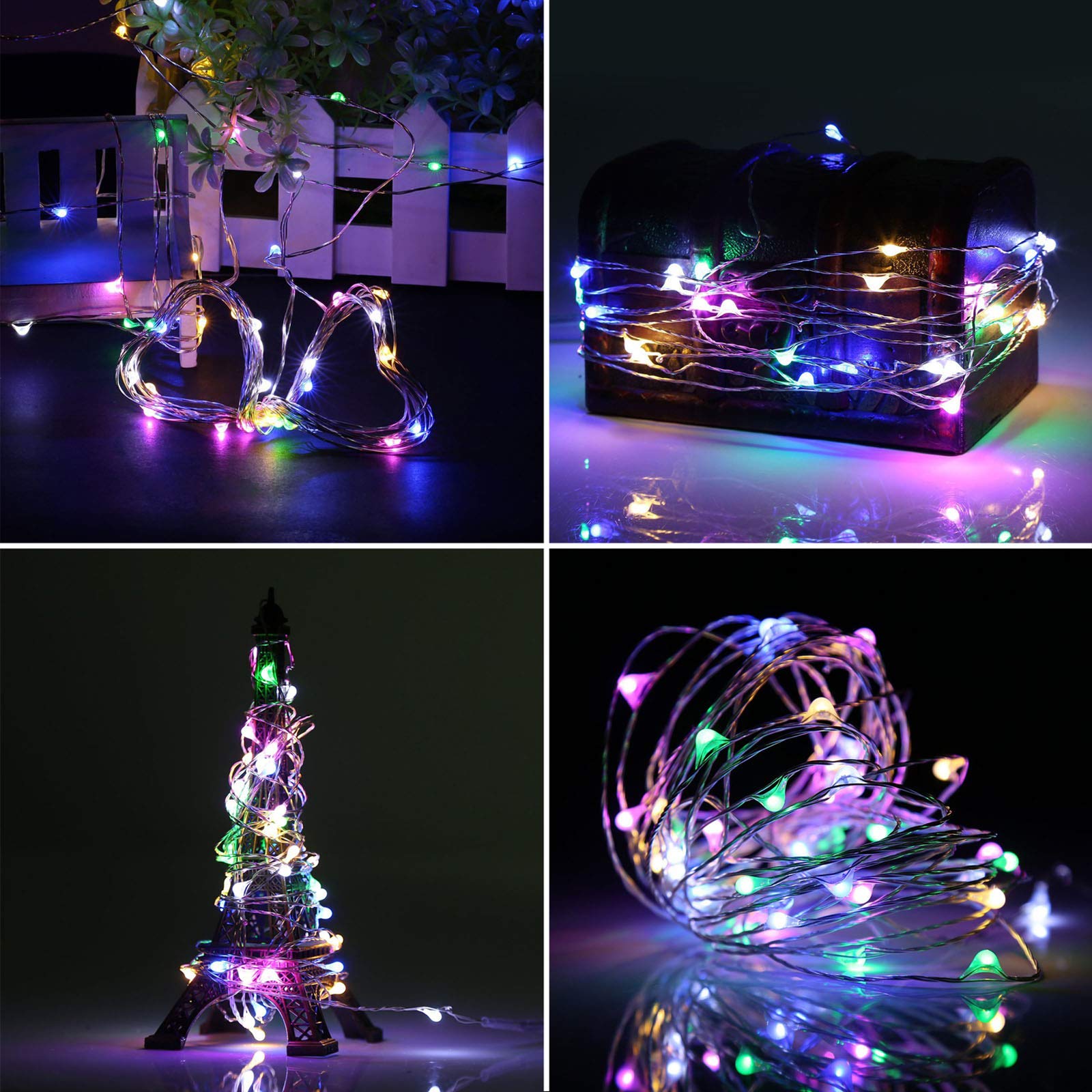 RUICHEN Fairy String Lights - 100 LED Multicolor Copper Wire - 33 Ft with On/Off Switch - Model UY-10M100L