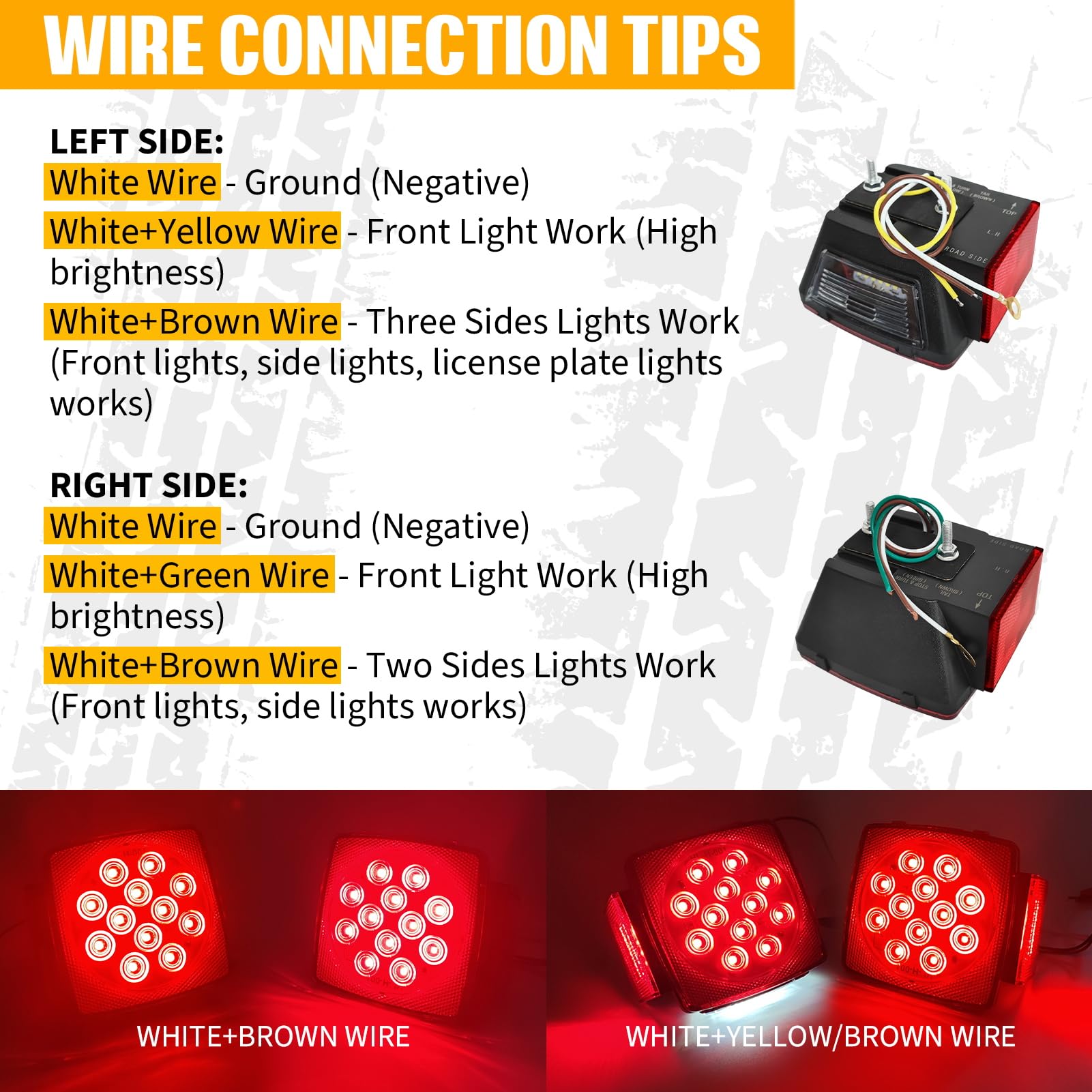 Gonice Complete LED Trailer Light Kit - Super Bright Submersible Lights for Trailers, Trucks, RVs, Boats - Full Function Kit