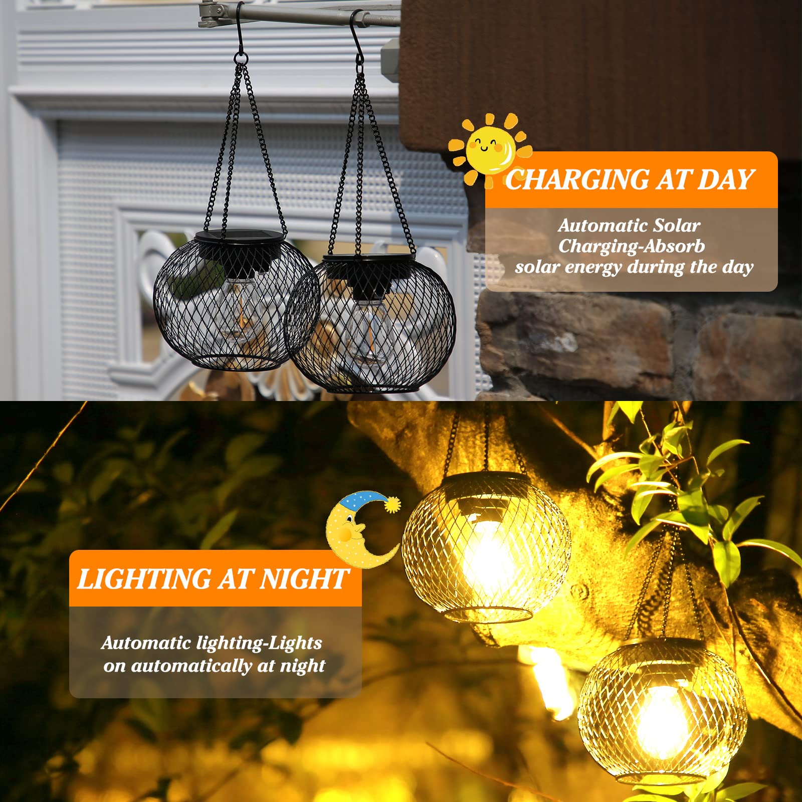 KagoLing Solar Lantern - Waterproof Hanging Lights for Garden, Yard, Patio - 1 Pack, Khaki