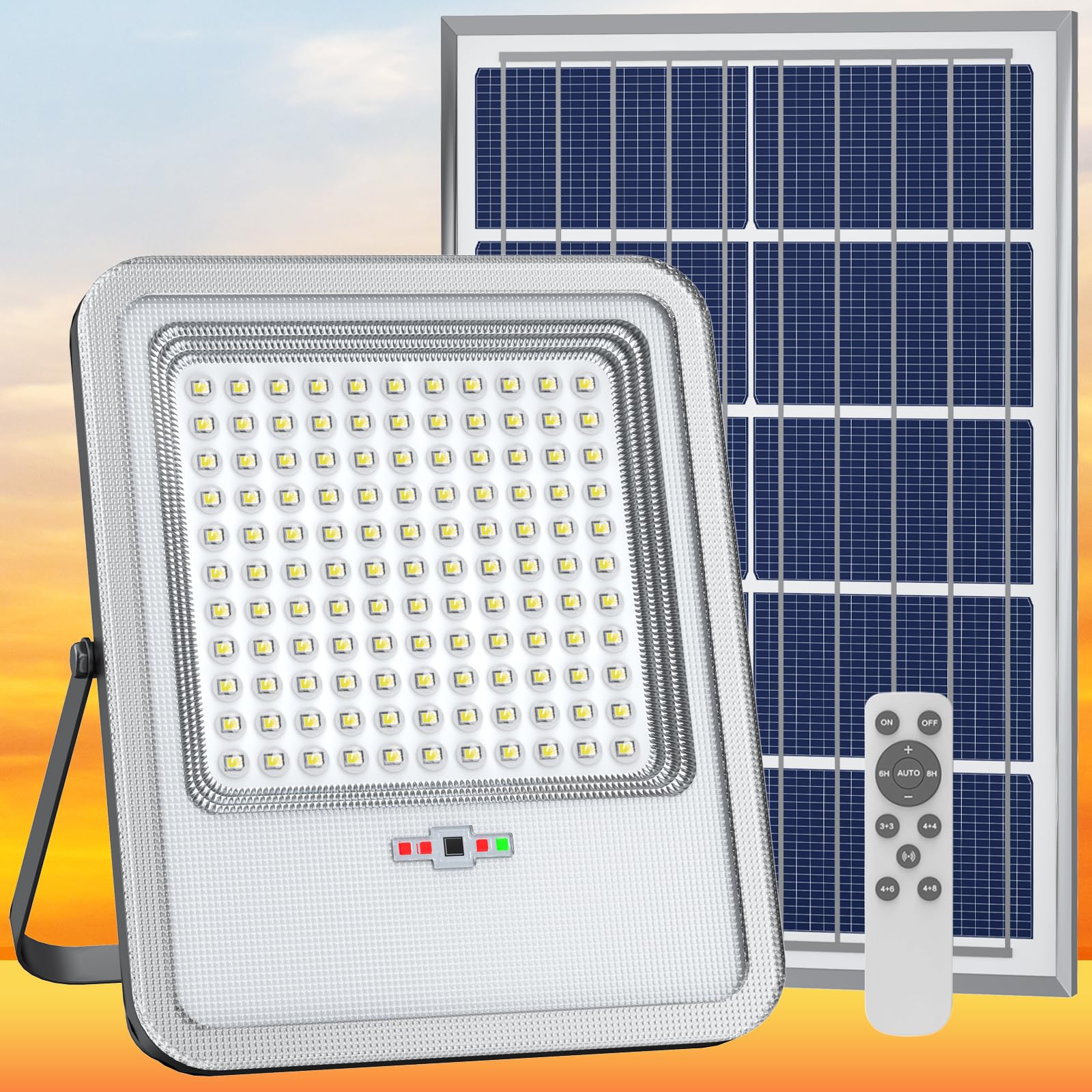 TENKOO Solar Street Flood Lights Outdoor 1500W Solar Parking Lot Lights Dusk to Dawn 110000LM IP67 Waterproof Security Commercia