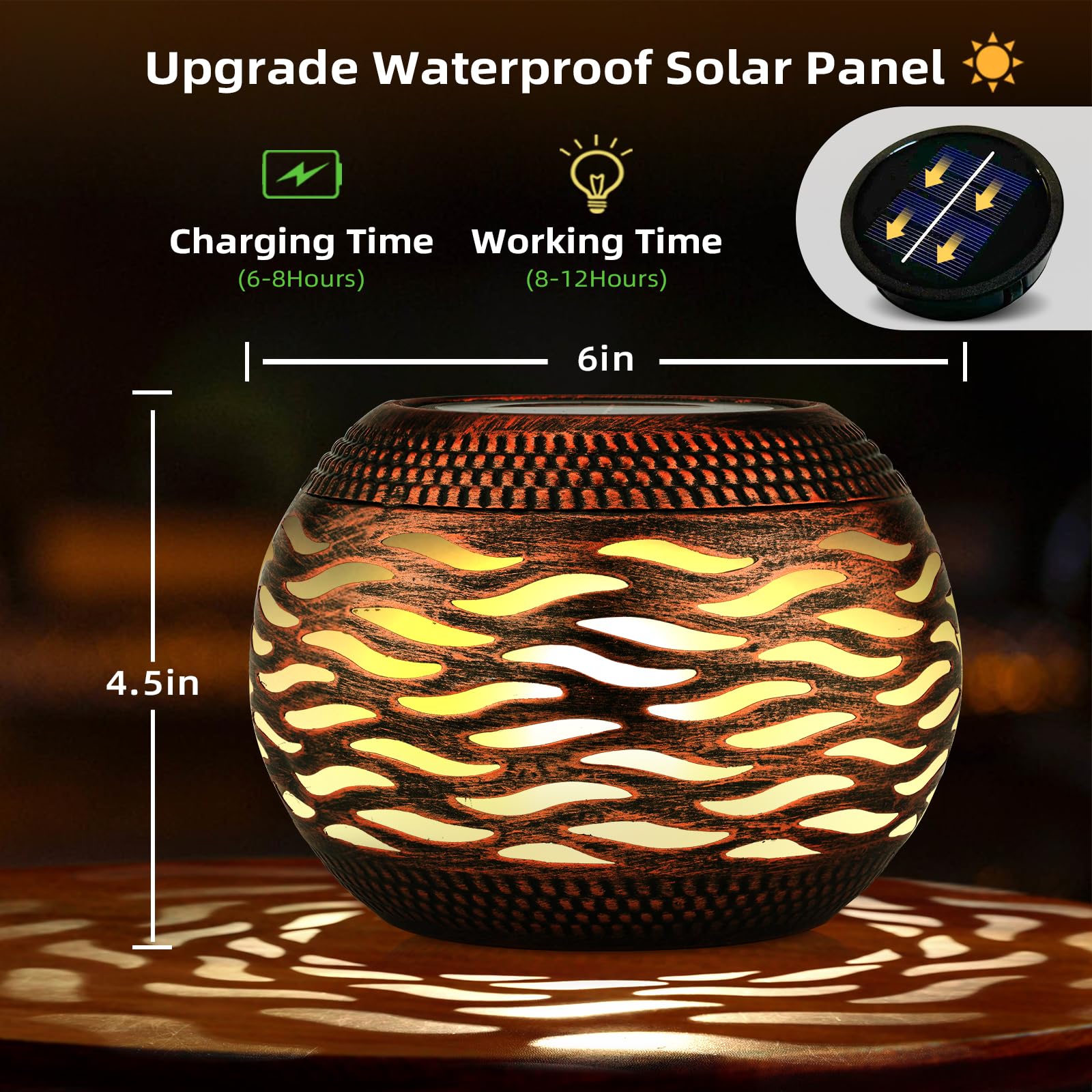 Waterproof 2-Pack Retro Metal Solar Lanterns For Outdoor - Decorative Cut-Out Garden Lights With Warm Glow, Patio/Yard/Pathway D