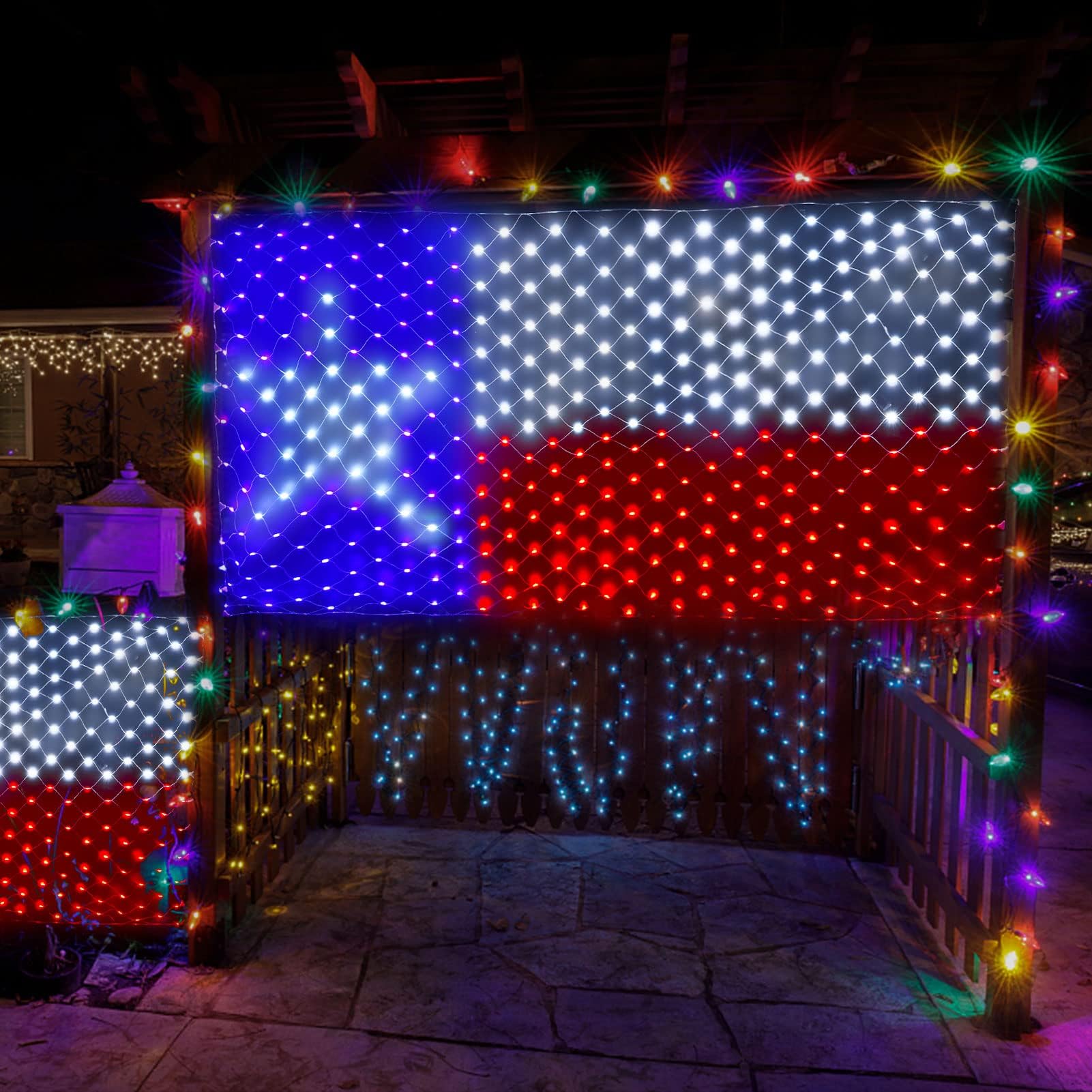 Leisure World LED Texas Flag Net Lights, 384 LEDs, 3.3 x 6.6 FT, Plastic/Copper Wire, Patriotic Outdoor Decor