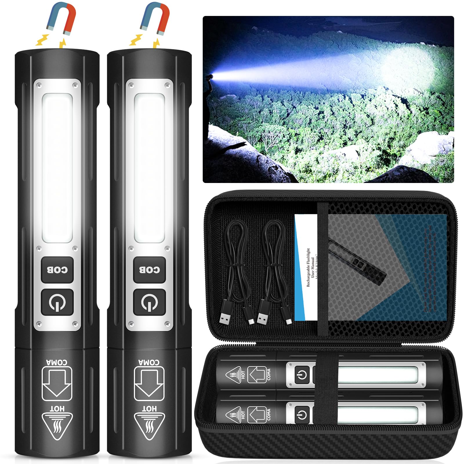 Banral Rechargeable Flashlights High Lumens - 20,000LM Super Bright Small Pocket Magnetic Flashlight, 8 Modes LED Tactical Flash