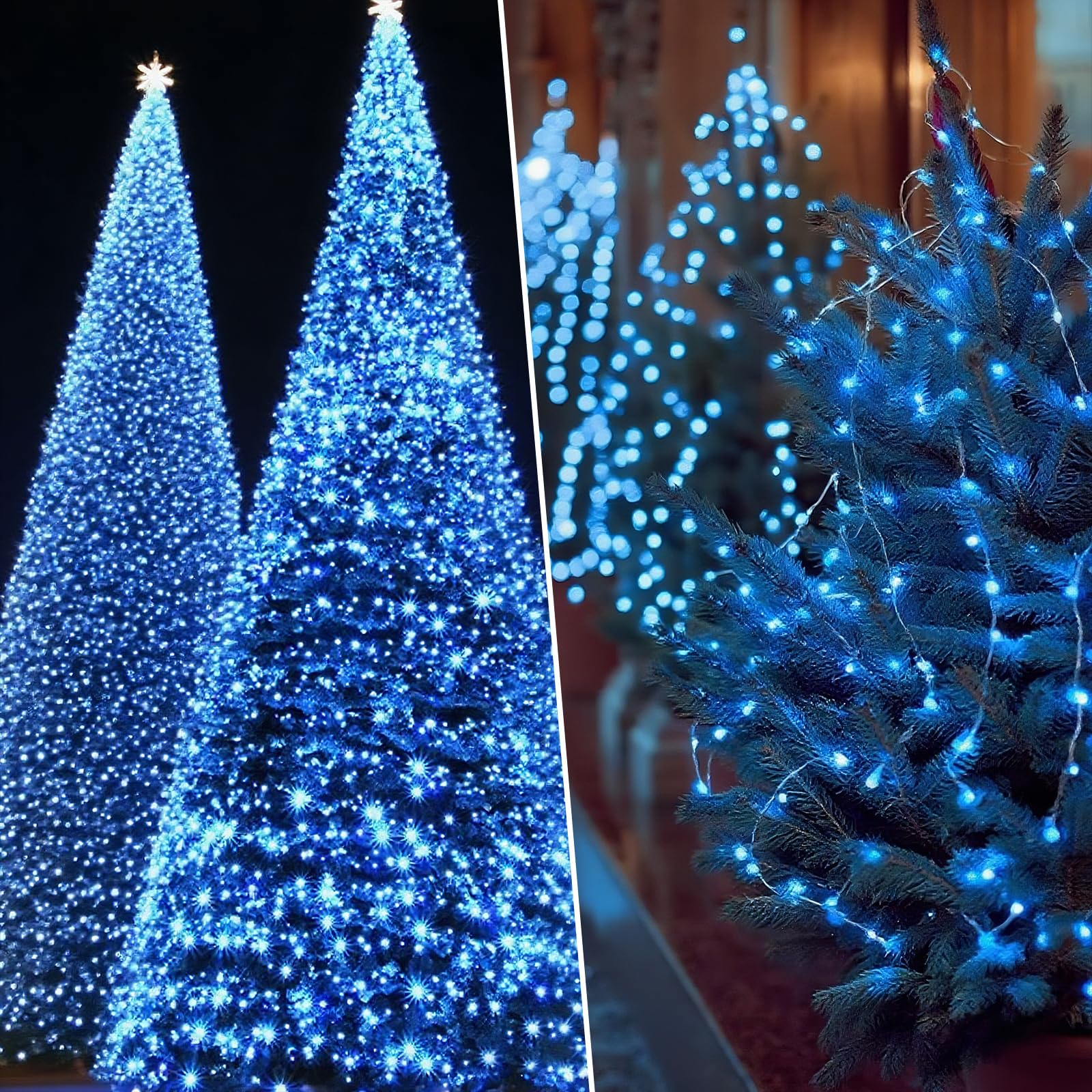 Solar String Lights Outdoor Waterproof 2 Pack Total 66Ft 200Led 8 Modes Twinkle Lights Solar Fairy Lights For Patio  Garden Yard Party Wedding Tree Christmas Halloween Decoration  Blue
