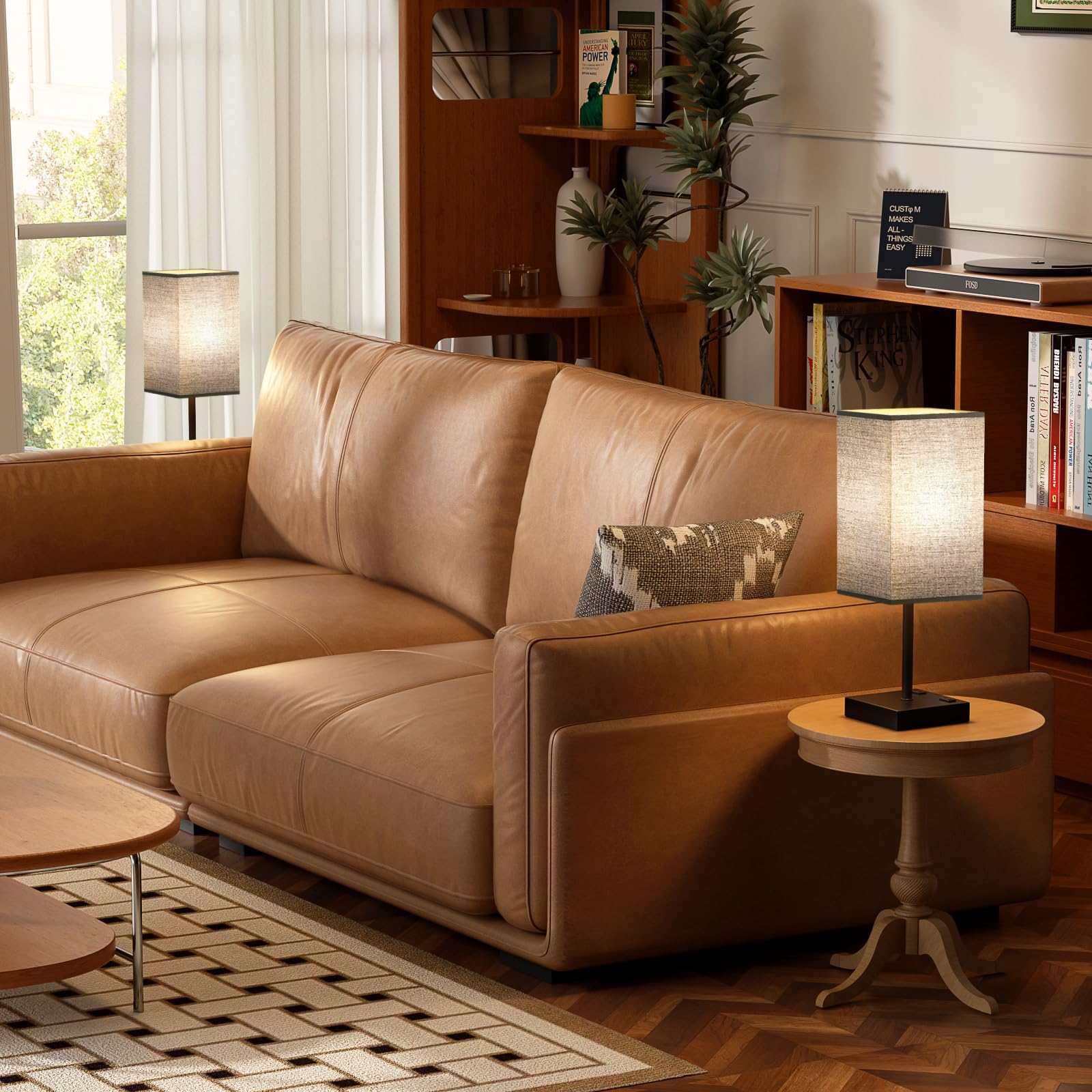 Aooshine Plus Set Of 2 Black Bedside Lamp For Nightstand