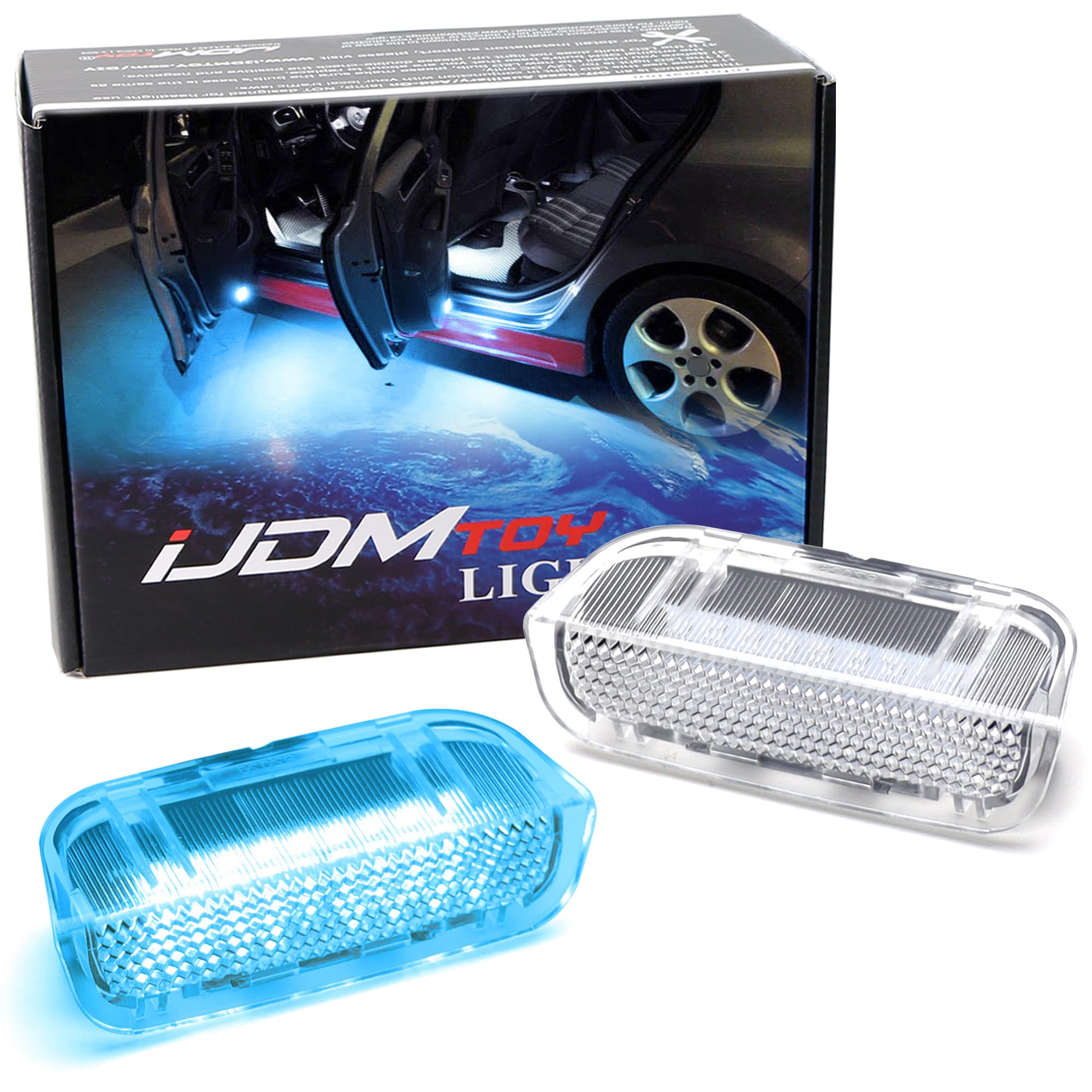 iJDMTOY Aqua Ice Blue Full LED Side Door Courtesy Lamps Compatible with Volkswagen EOS Golf GTI Jetta Passat CC etc  OEM Replacement  by 18-SMD Aqua LED Lights & CAN-Bus Error Free