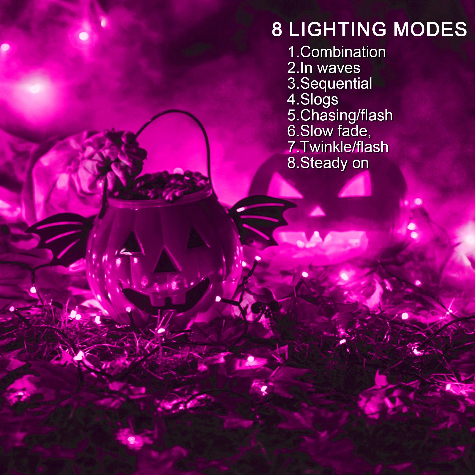 weillsnow 164FT Pink Halloween String Lights, 500 LED, Waterproof, 8 Modes Fairy Lights for Party, Wedding, Garden Decor