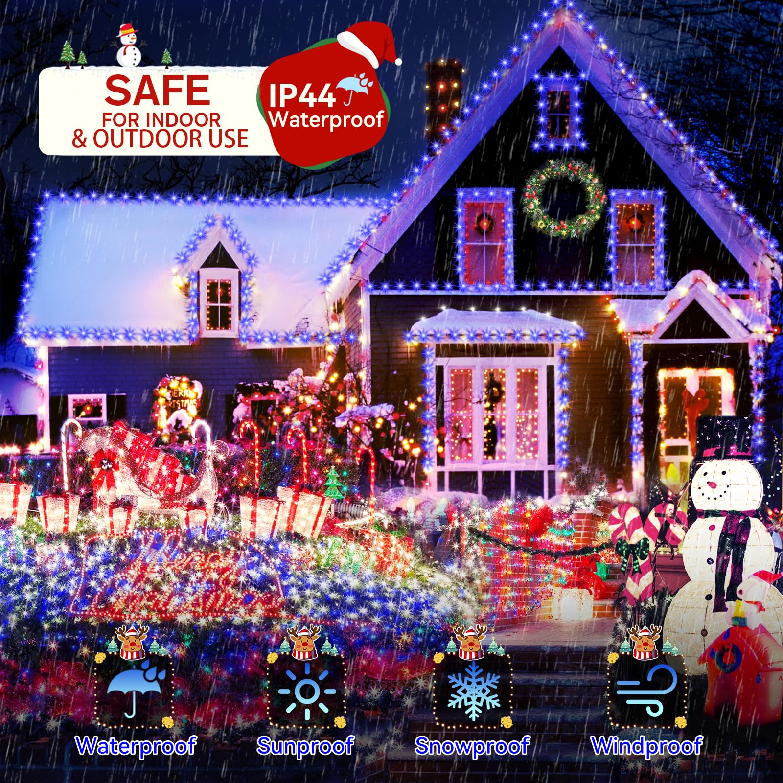 Heceltt 200 LED String Lights, 66ft Clear Wire Twinkle Fairy Lights, Indoor Outdoor, Remote, Blue, Model BG-CL3M3-306L01