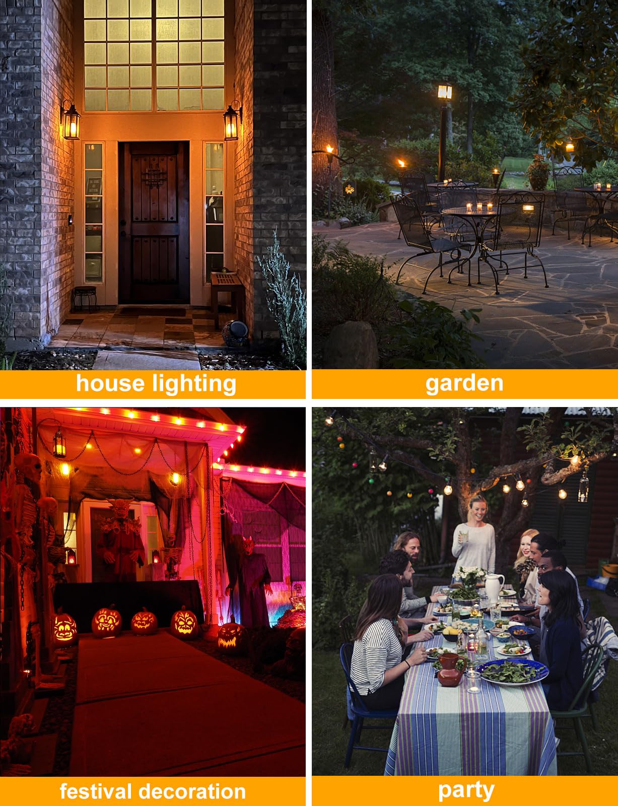 Hompavo LED Flame Light Bulbs, 4 Modes Flickering Effect, E26/E27 Base, 4 Pack