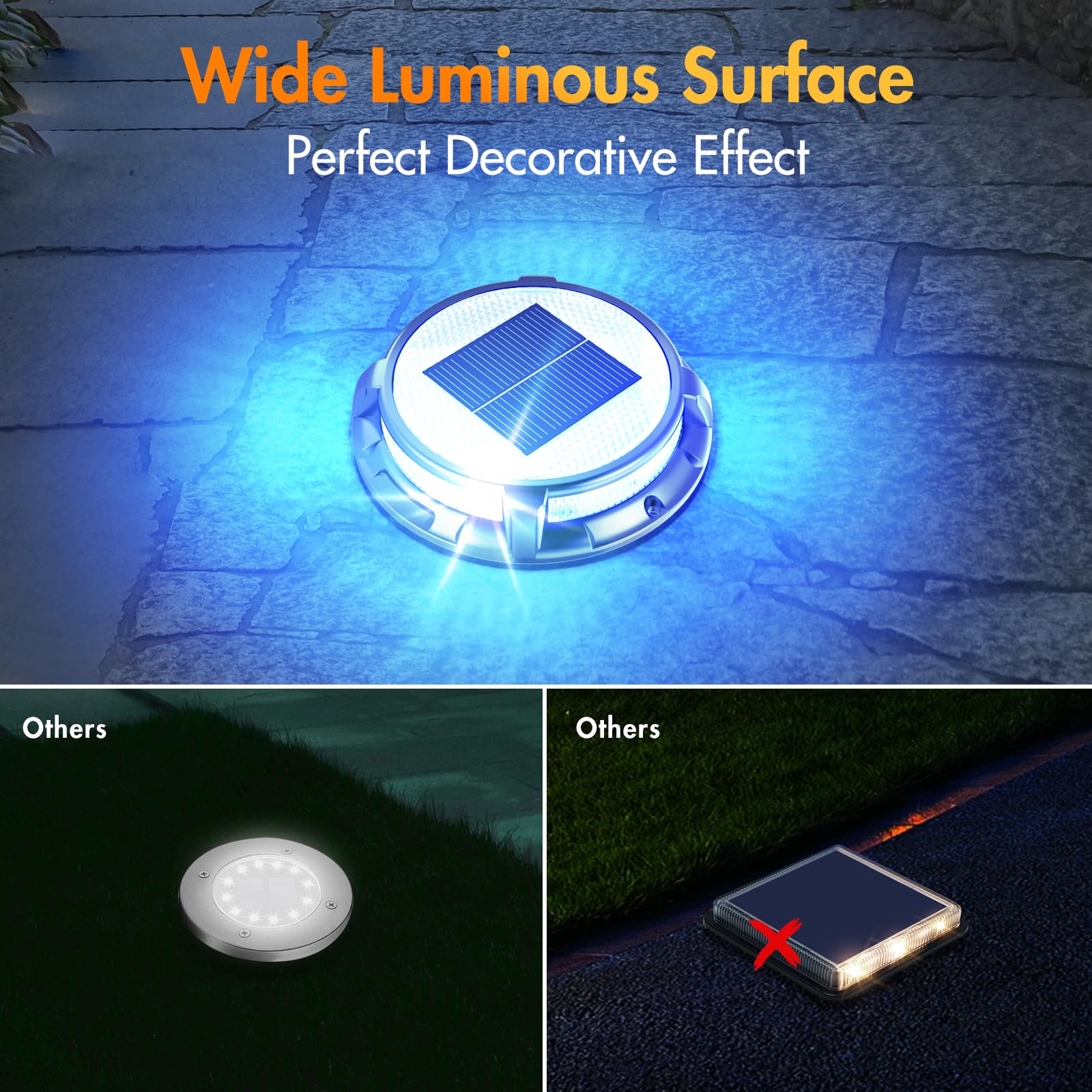 Quntis Solar Deck Lights, 4 Pack Outdoor Ip68 Waterproof, 3 Color Modes For Pathway & Driveway