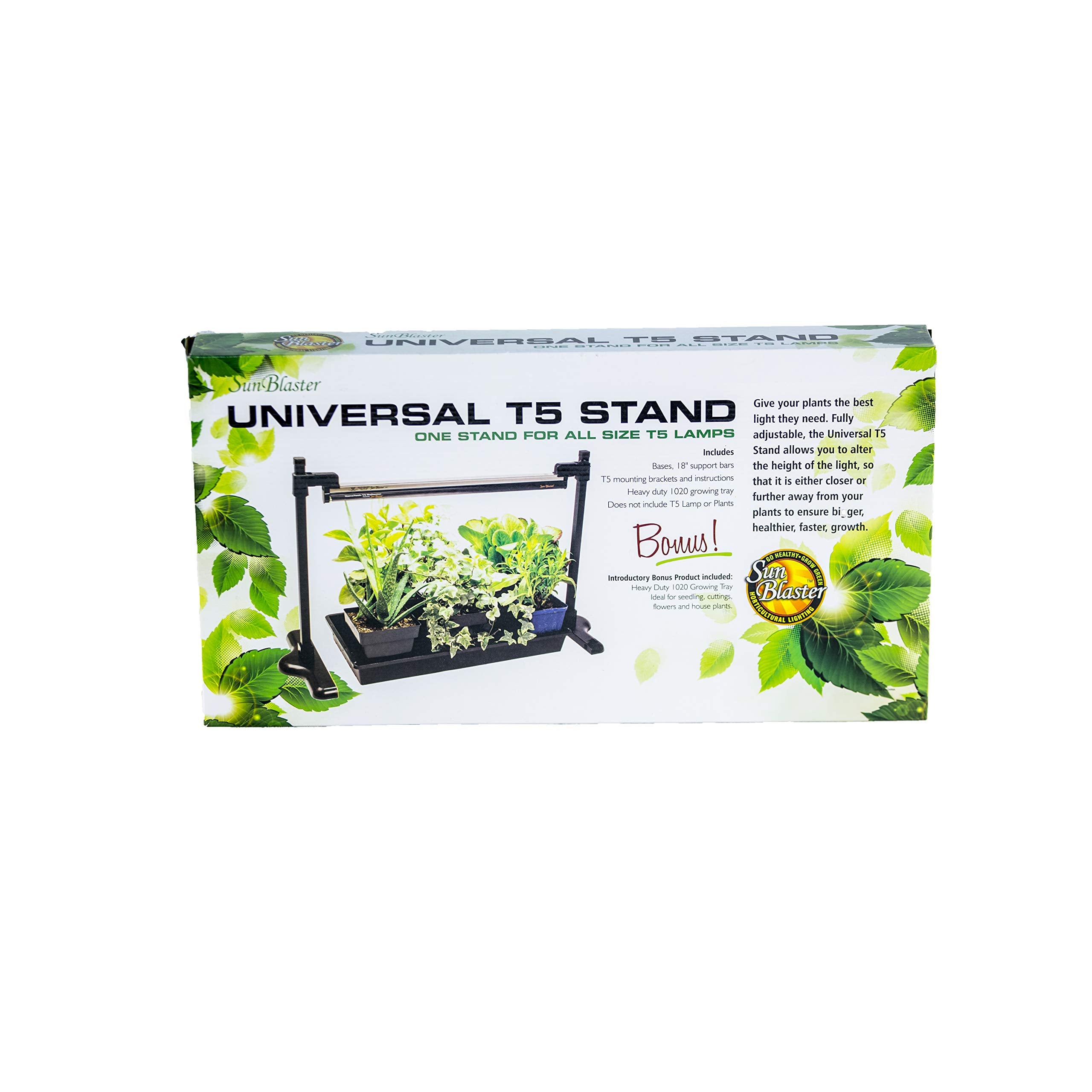 SunBlaster Adjustable Lighting Stand with Heavy-Duty Tray, Aluminum, Black, Model 0900095
