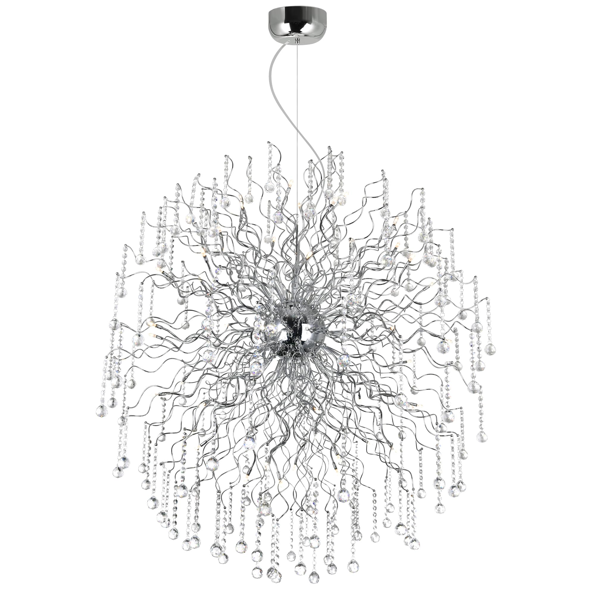 Cwi Lighting Chrome Cherry Blossom 48-Light Chandelier, Metal Finish