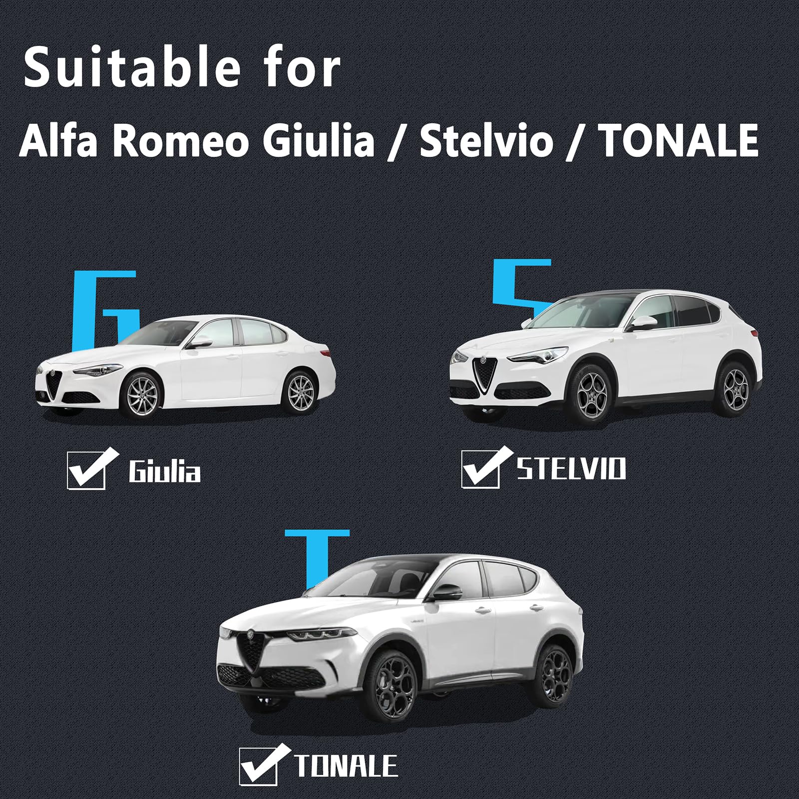 JUNMEI Door Lights Logo Projector - Ultra-Bright Puddle Lights for Alfa Romeo Giulia, Stelvio, Tonale, Giulietta - White Logo, ABS Material