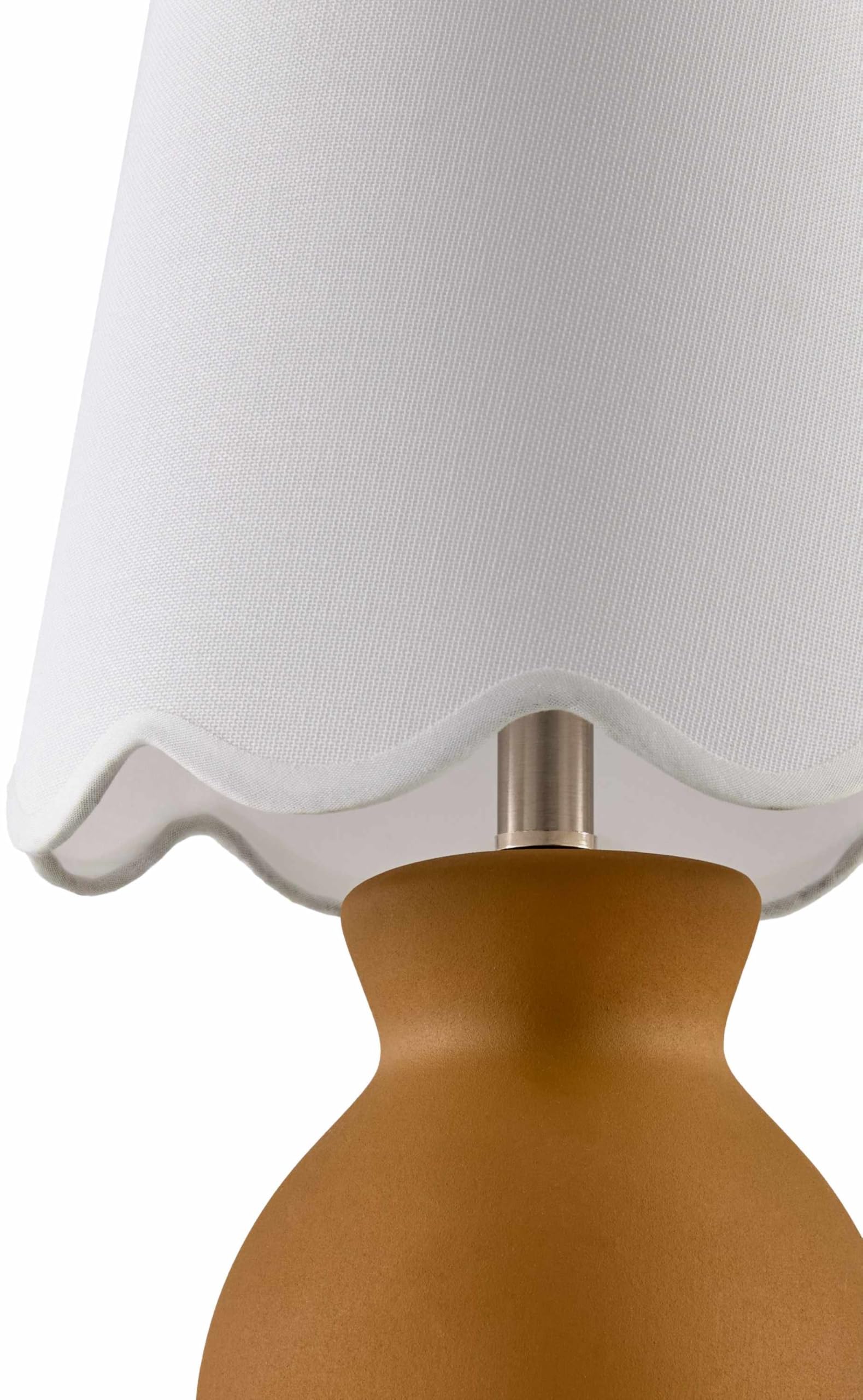 BoutiqueRugs Ceramic Bedside Table Lamp - 15inH x 8inW x 8inD - Tan, White - Model SPXZVD4