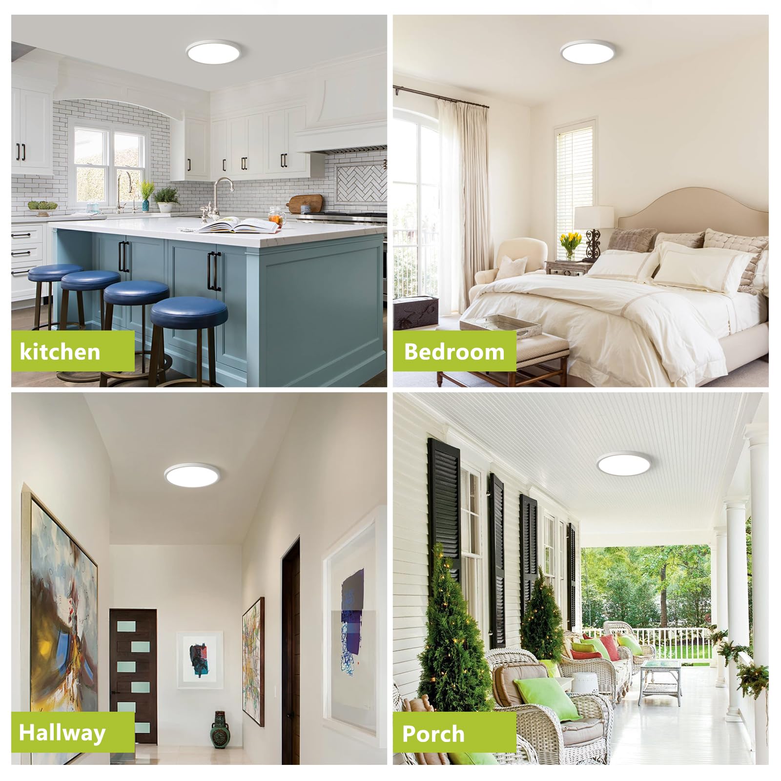 YELIOLED 20in LED Flush Mount Ceiling Light, 4200LM, Dimmable, Adjustable 2700K-6500K, Remote Control, White, Model LA-RC