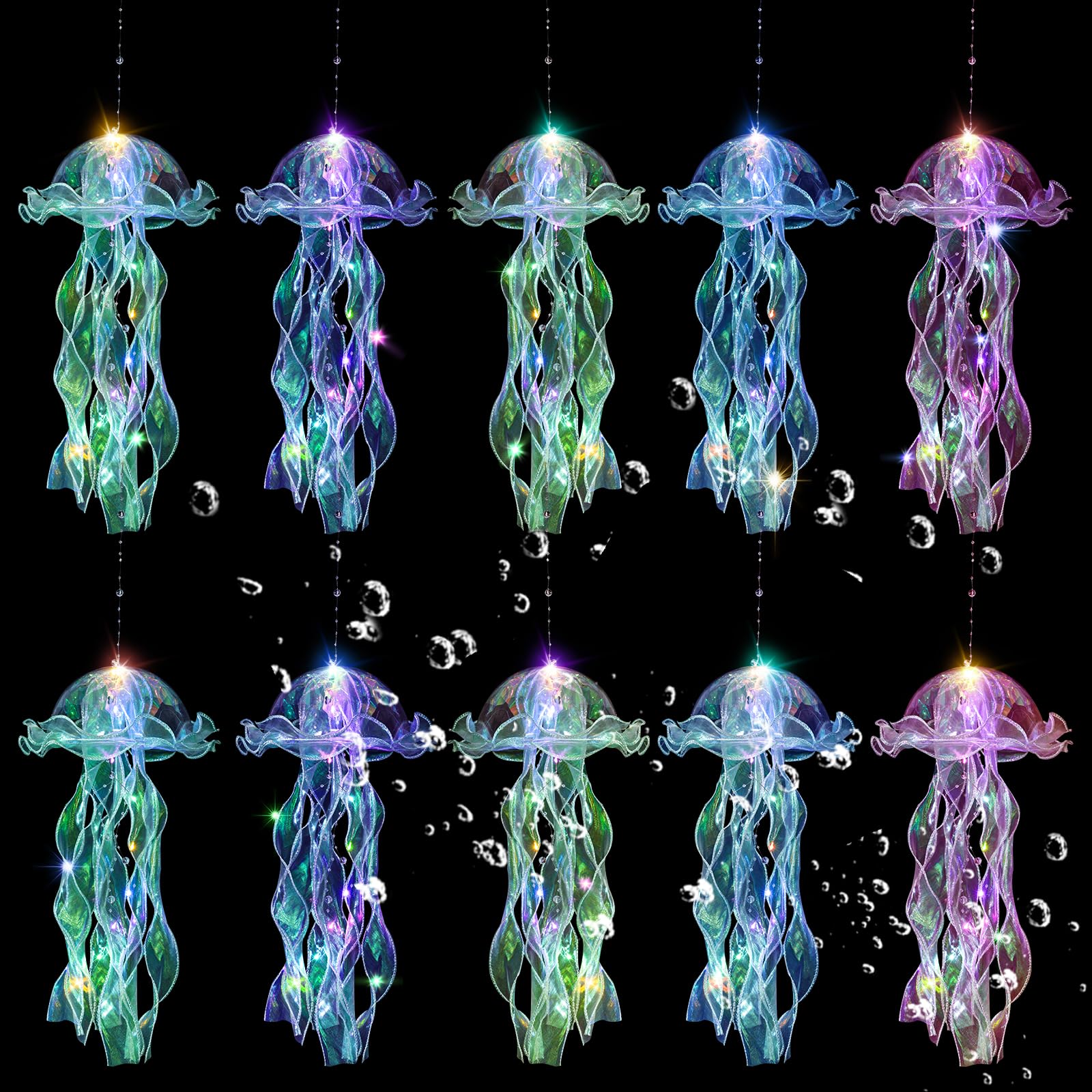 AWATIN Jellyfish Decor, 10 Pcs Jellyfish Lanterns - Hanging Jelly Fish Decoration for Mermaid Theme Party & Under The Sea Party 
